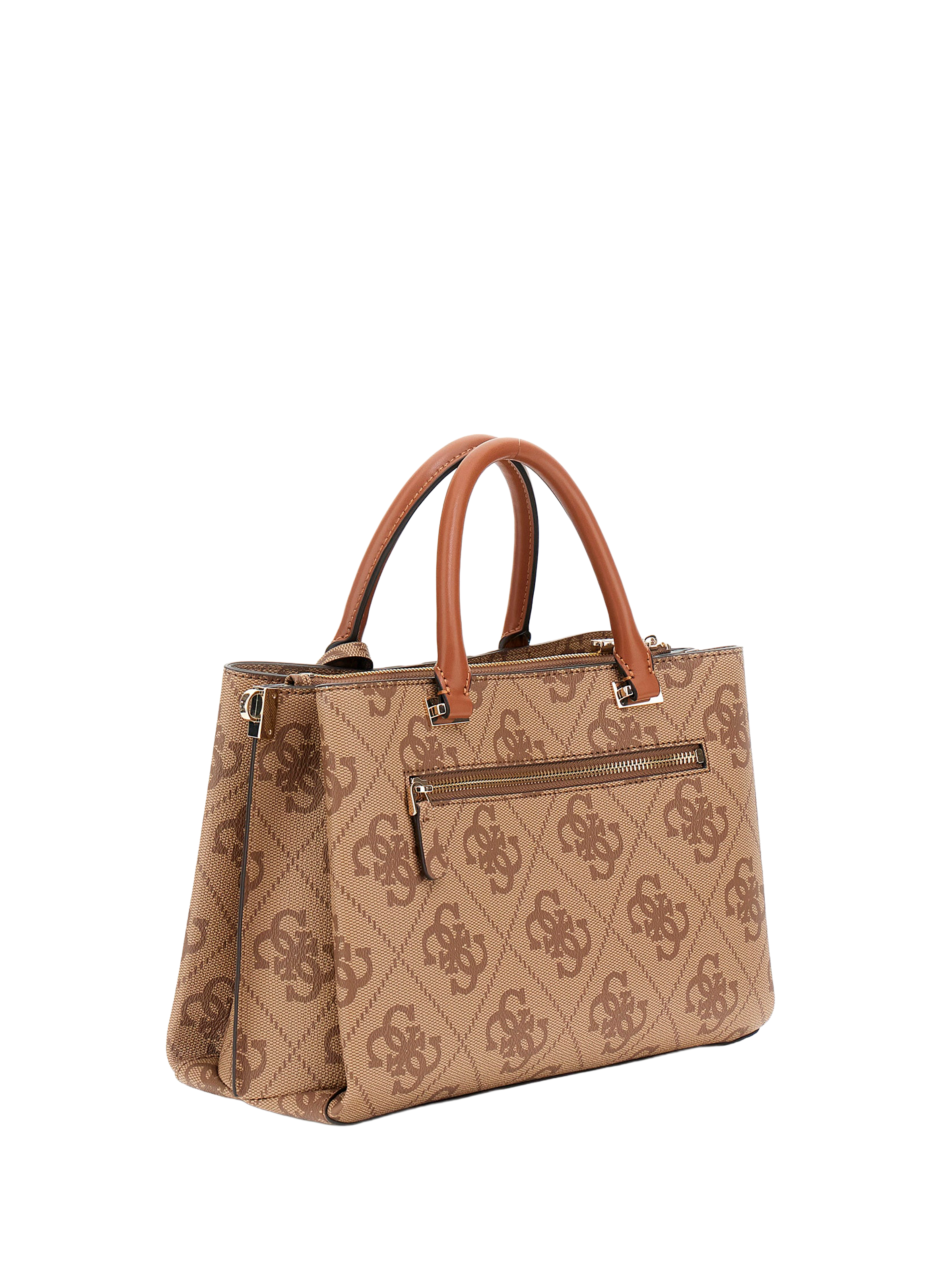 Handbag with logo GUESS Brown