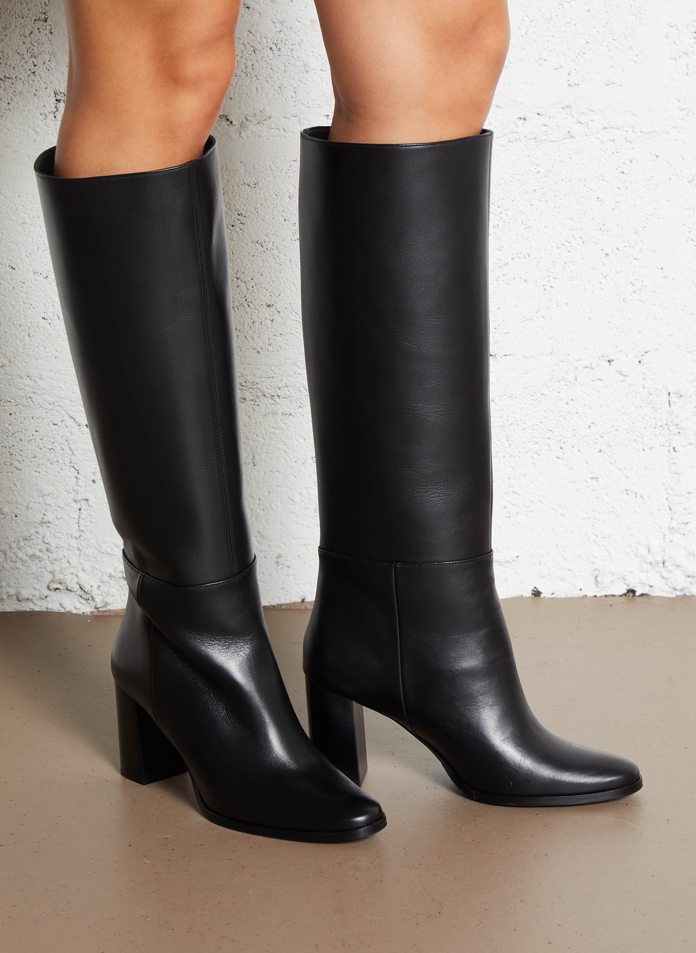 Bottes à talons en cuir n°832 RIVECOUR Noir