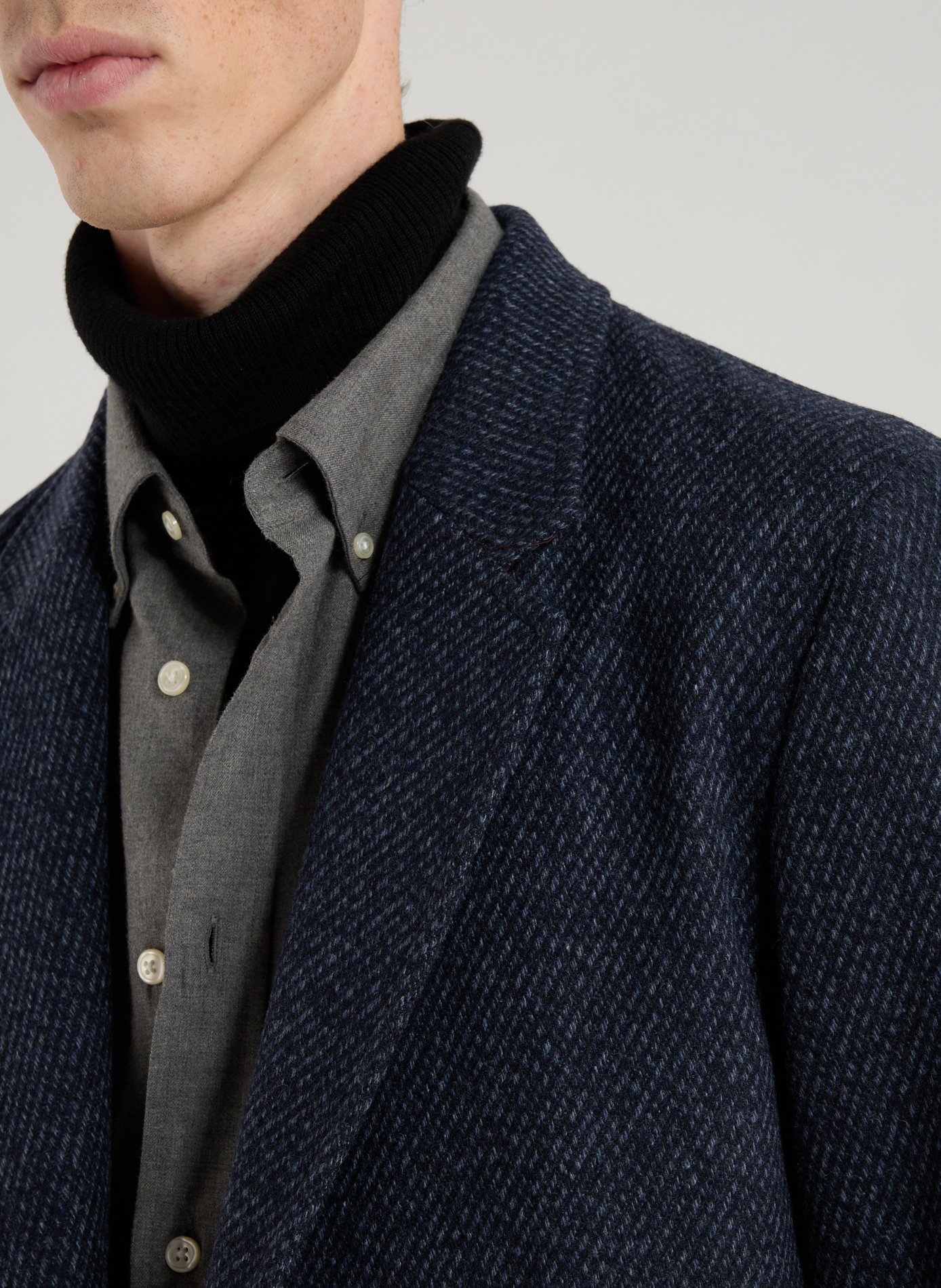 Coat with tailored collar in blended wool and cashmere PAUL SMITH Blue
