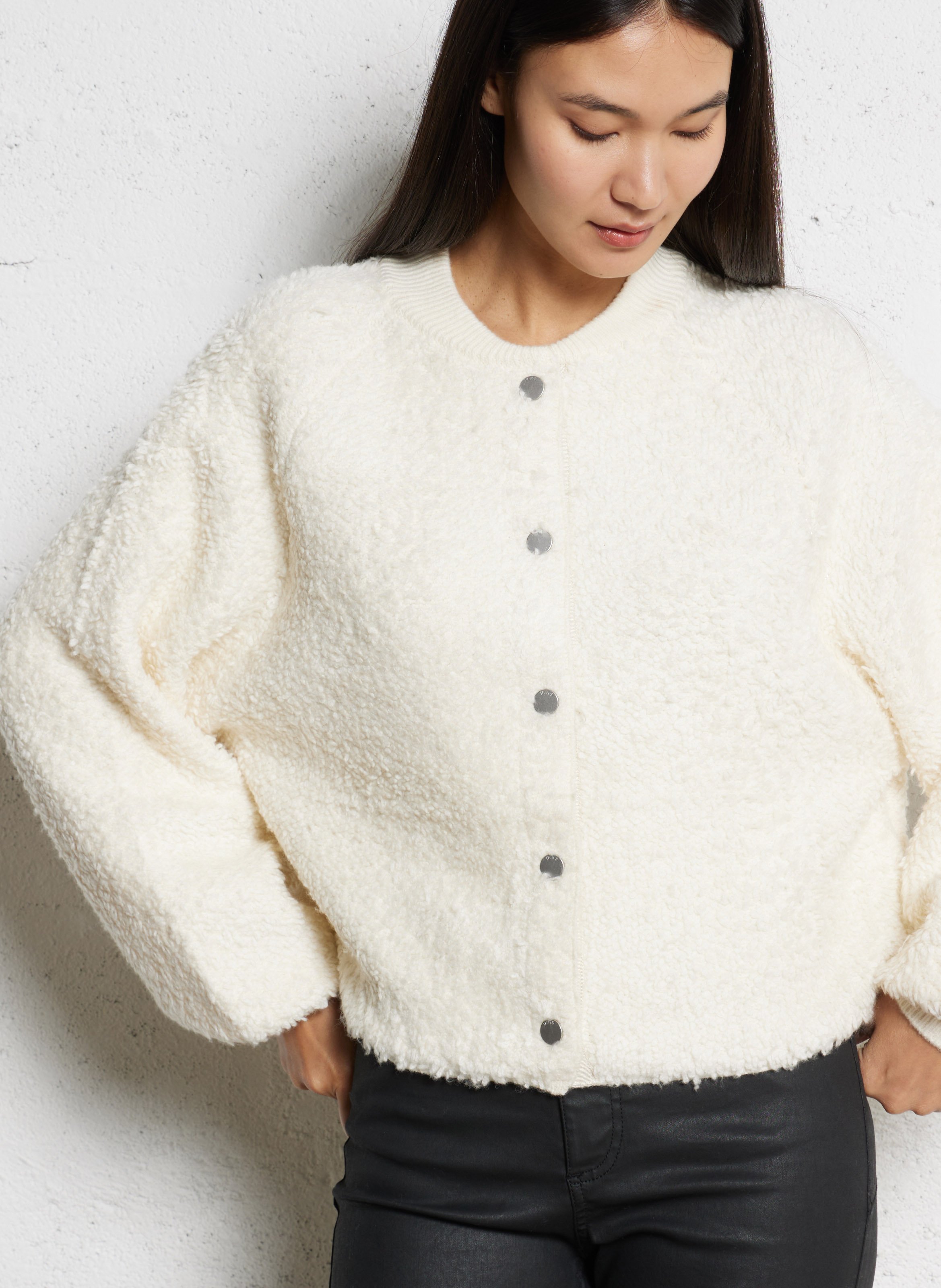 Veste oversize col rond IKKS Blanc