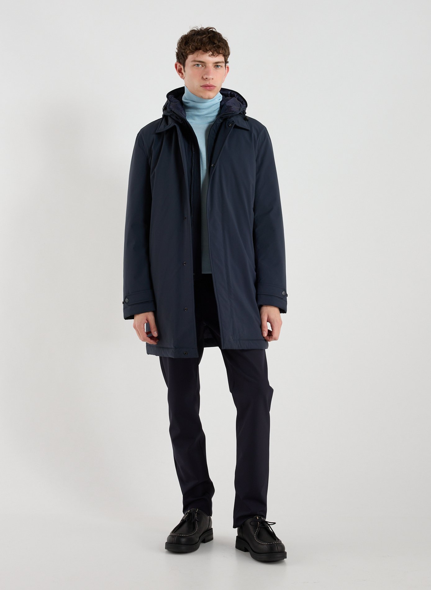 Mid-length parka with removable lining WOOLRICH Blue