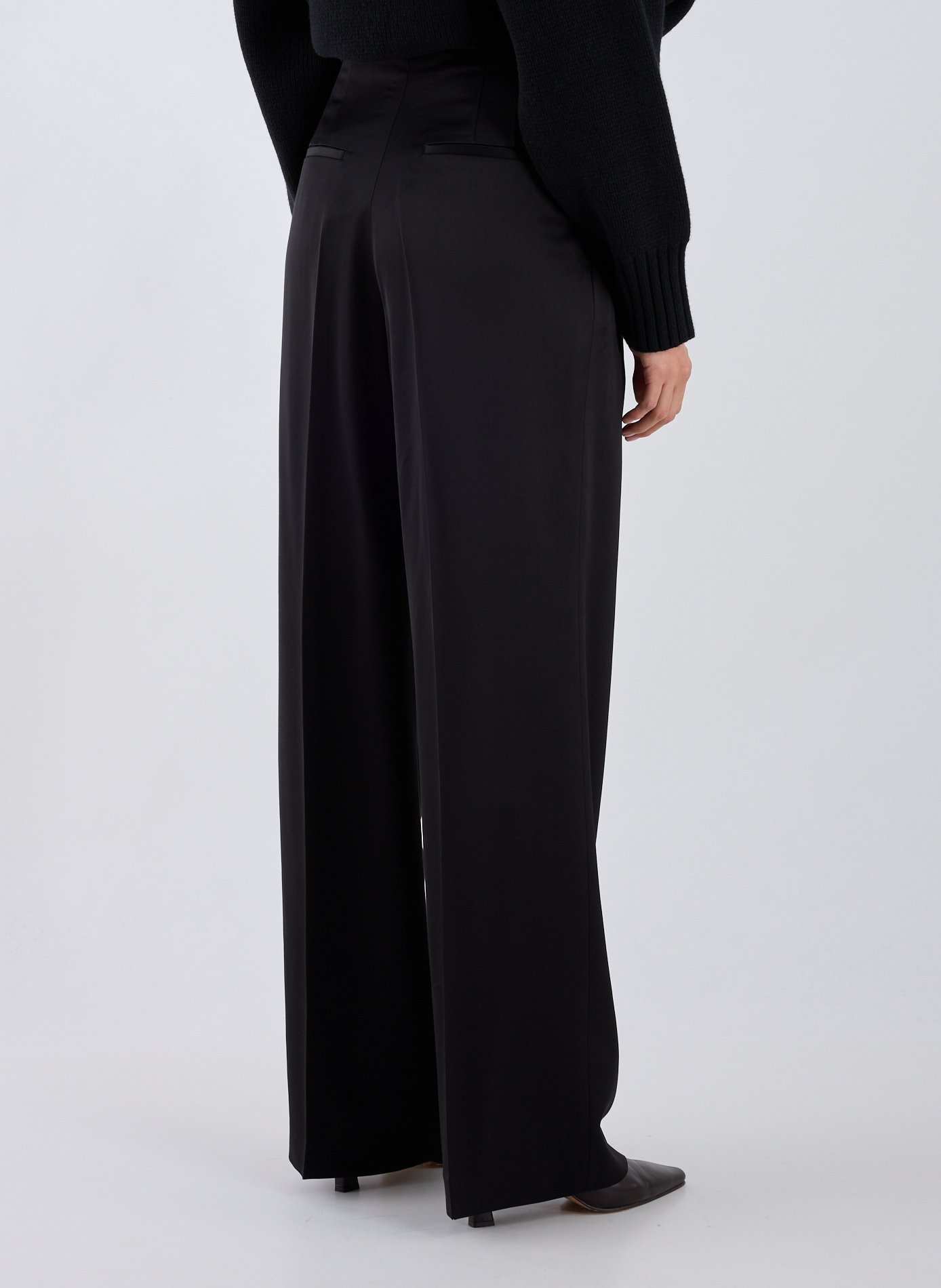 Straight satin trousers ROHE FRAMES Black