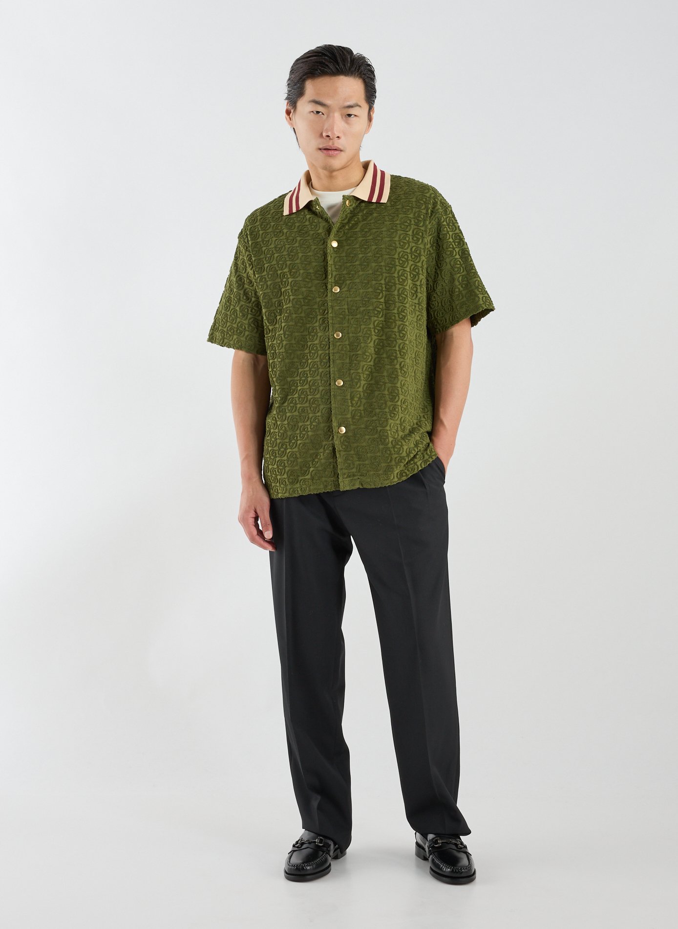 The monogram cotton shirt DROLE DE MONSIEUR Green
