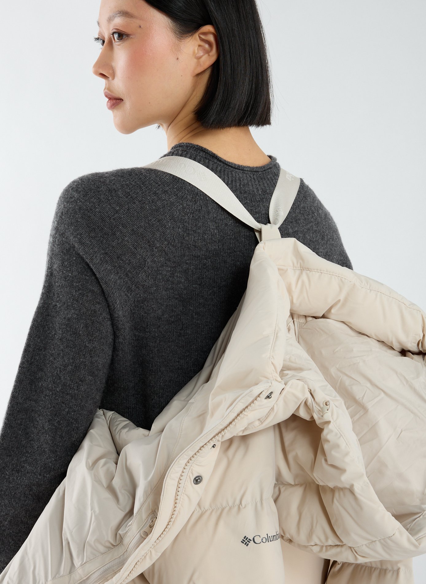 Doudoune droite à capuche COLUMBIA Beige