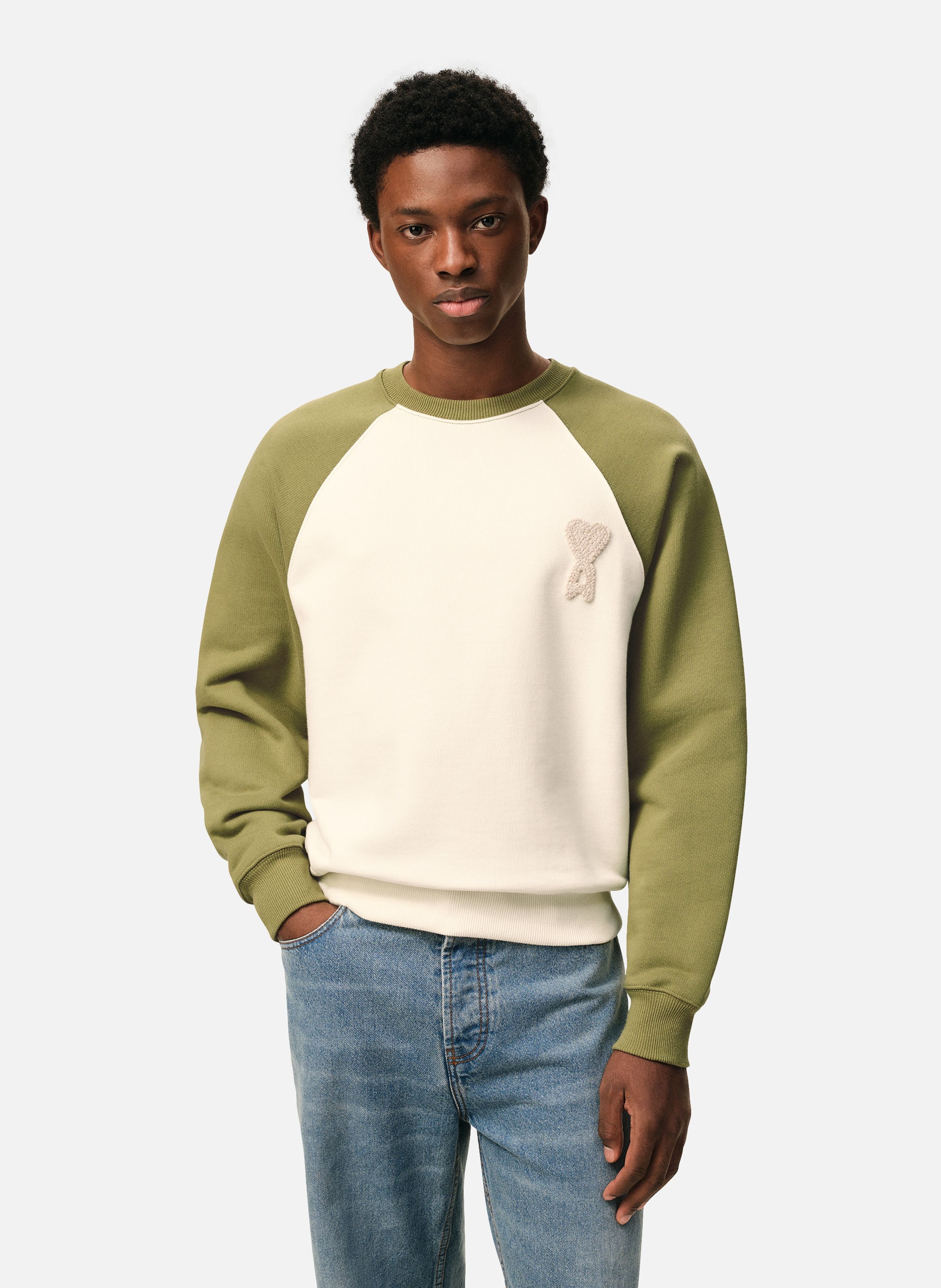 Sweatshirt ami de coeur crochet unisexe en coton AMI PARIS Blanc