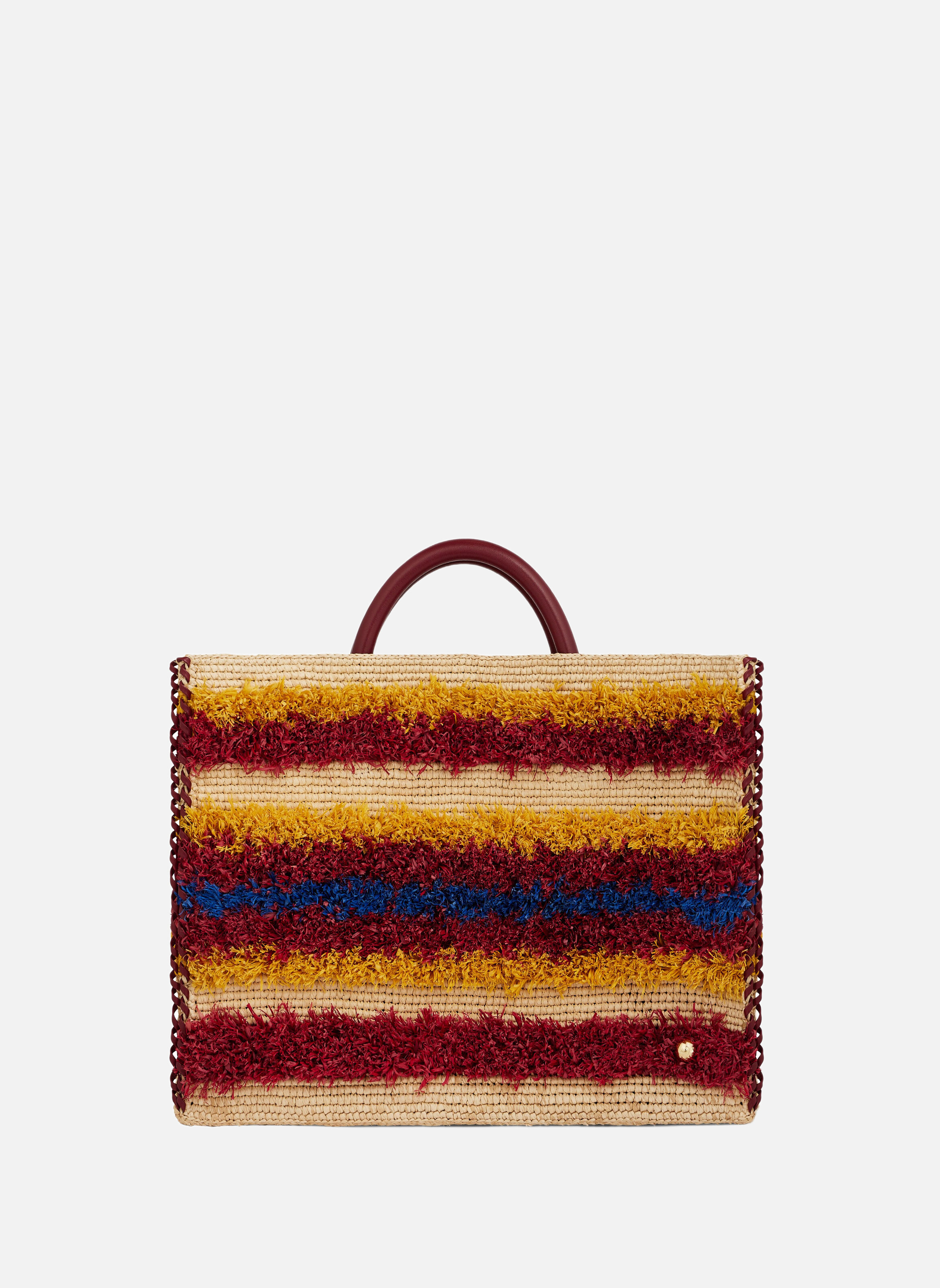 Sac cabas en raphia à anses RABANNE Rouge