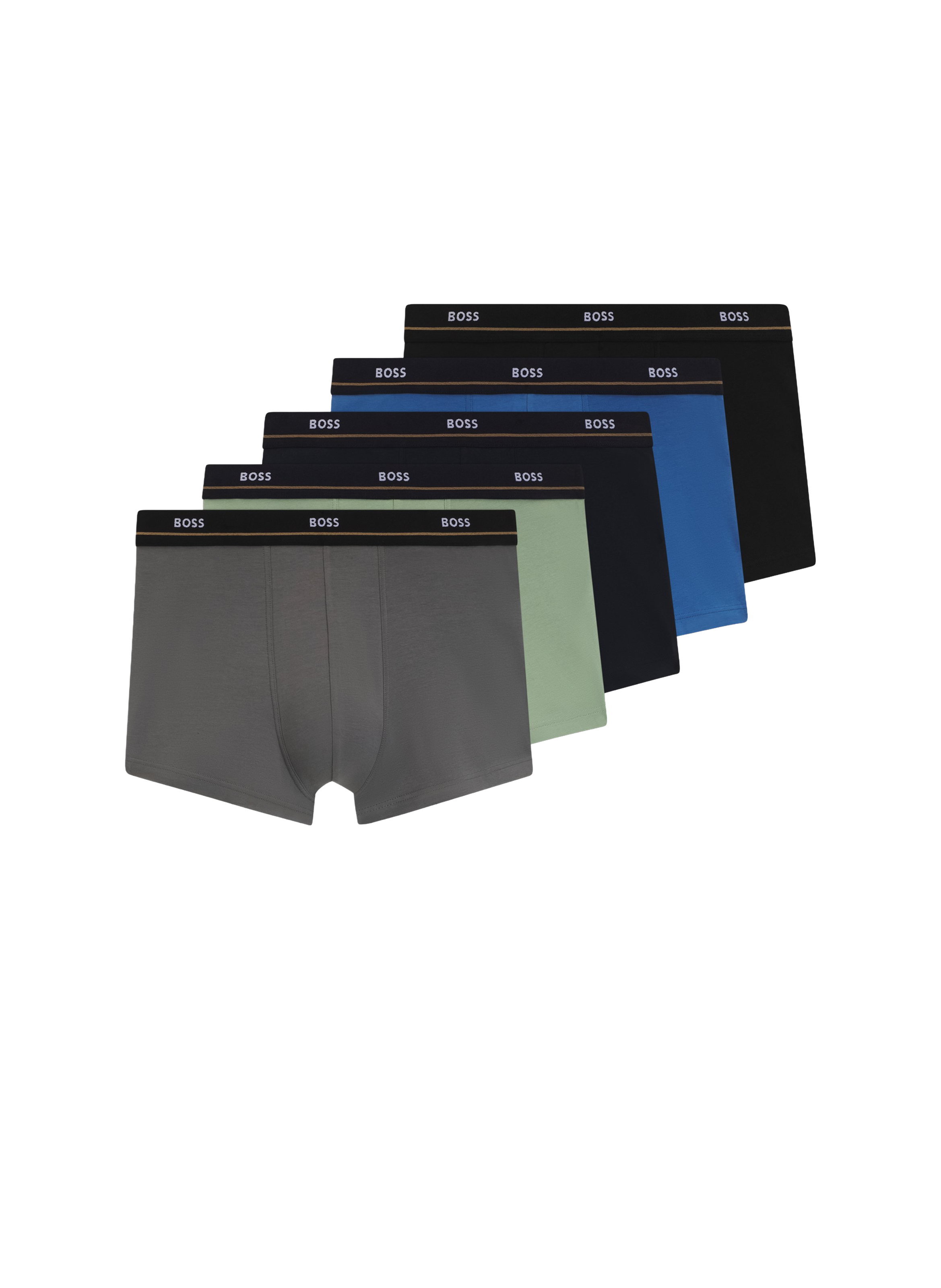 Lot de 5 boxers unis en coton mélangé BOSS Multicolore