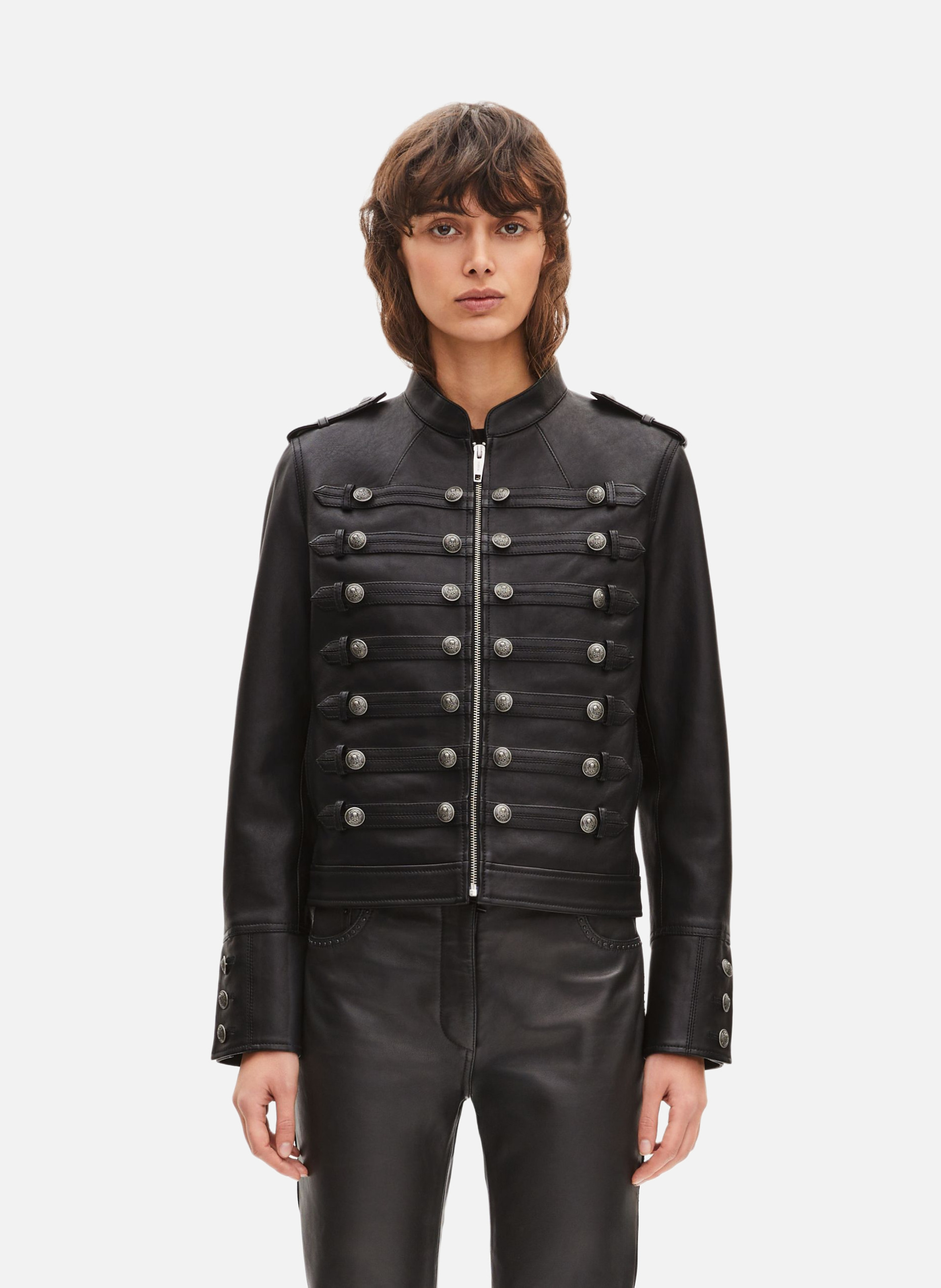Blouson en cuir style officier NoirTHE KOOPLES