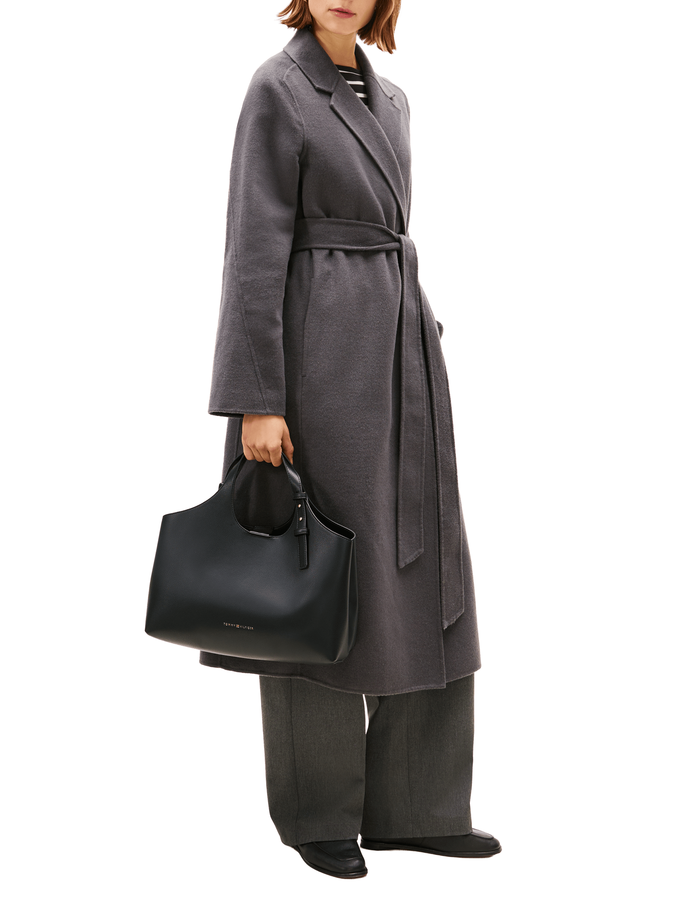 Tote bag with removable faux leather shoulder strap TOMMY HILFIGER Black