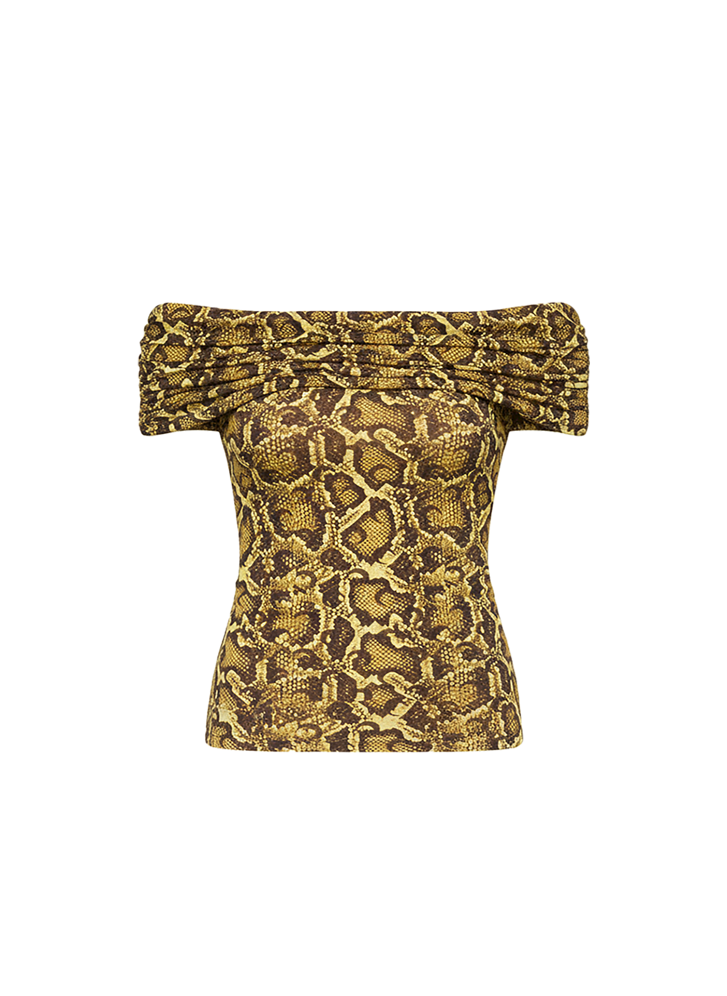 Draped python printed jersey off shoulder top MARINE SERRE Yellow