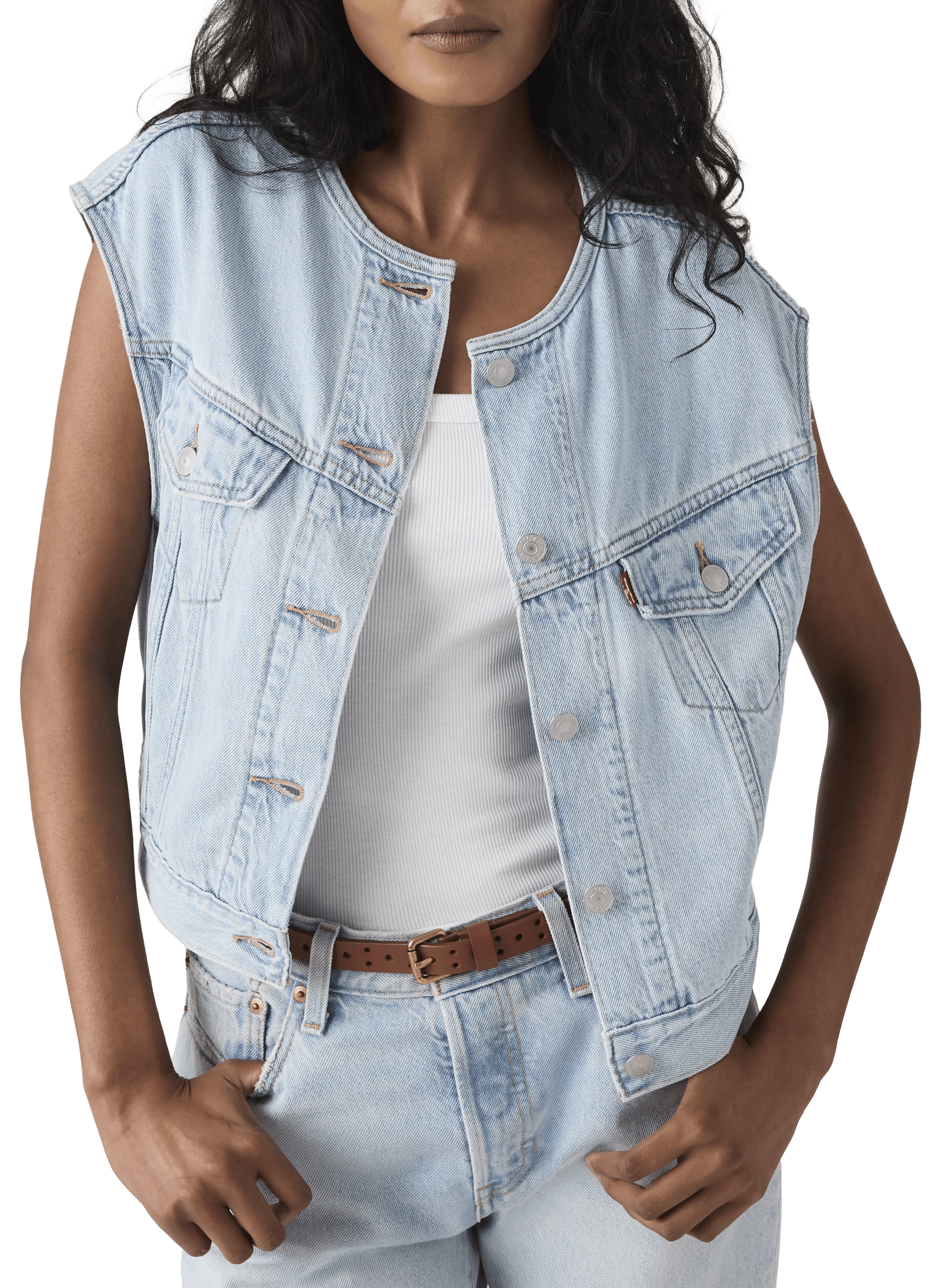 Veste sans manches en denim de coton mélangé LEVI'S Bleu