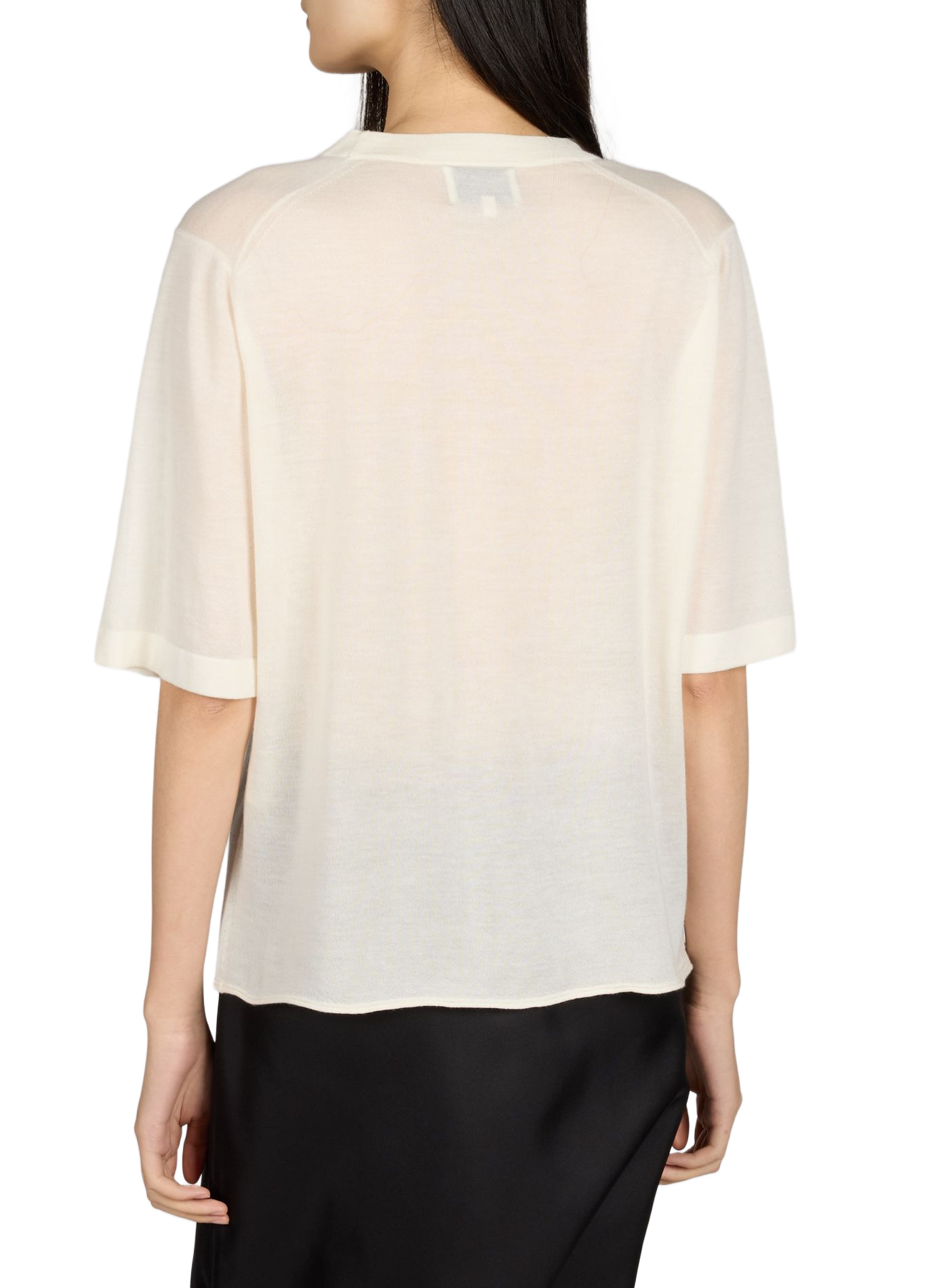 Haut à manches courtes Nala en cachemire fluide LOULOU DE SAISON Blanc