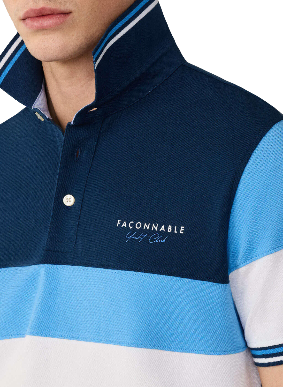 Polo logo à manches courtes en coton FACONNABLE Bleu