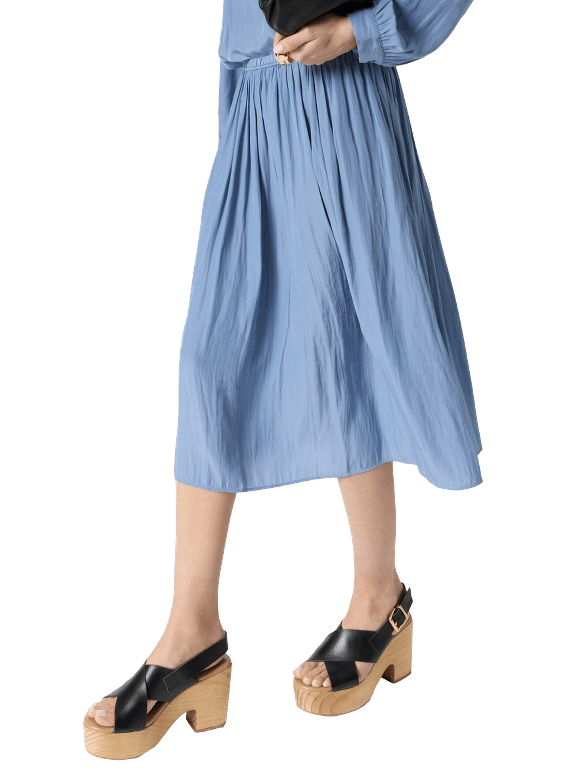 Jupe satinée plissée - juliah GERARD DAREL Bleu