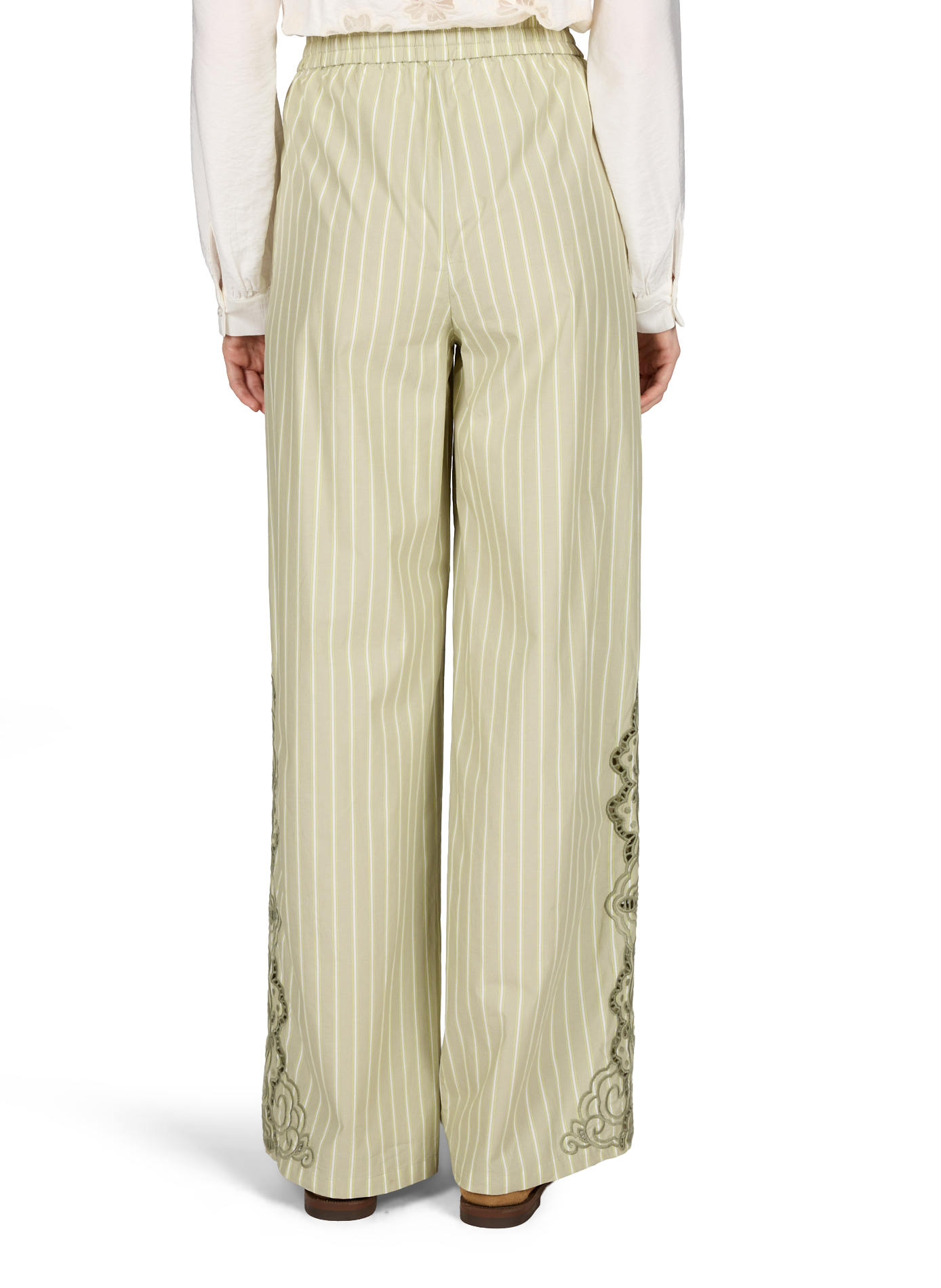 Collectors Item striped and embroidered cotton pants OBJECT Green