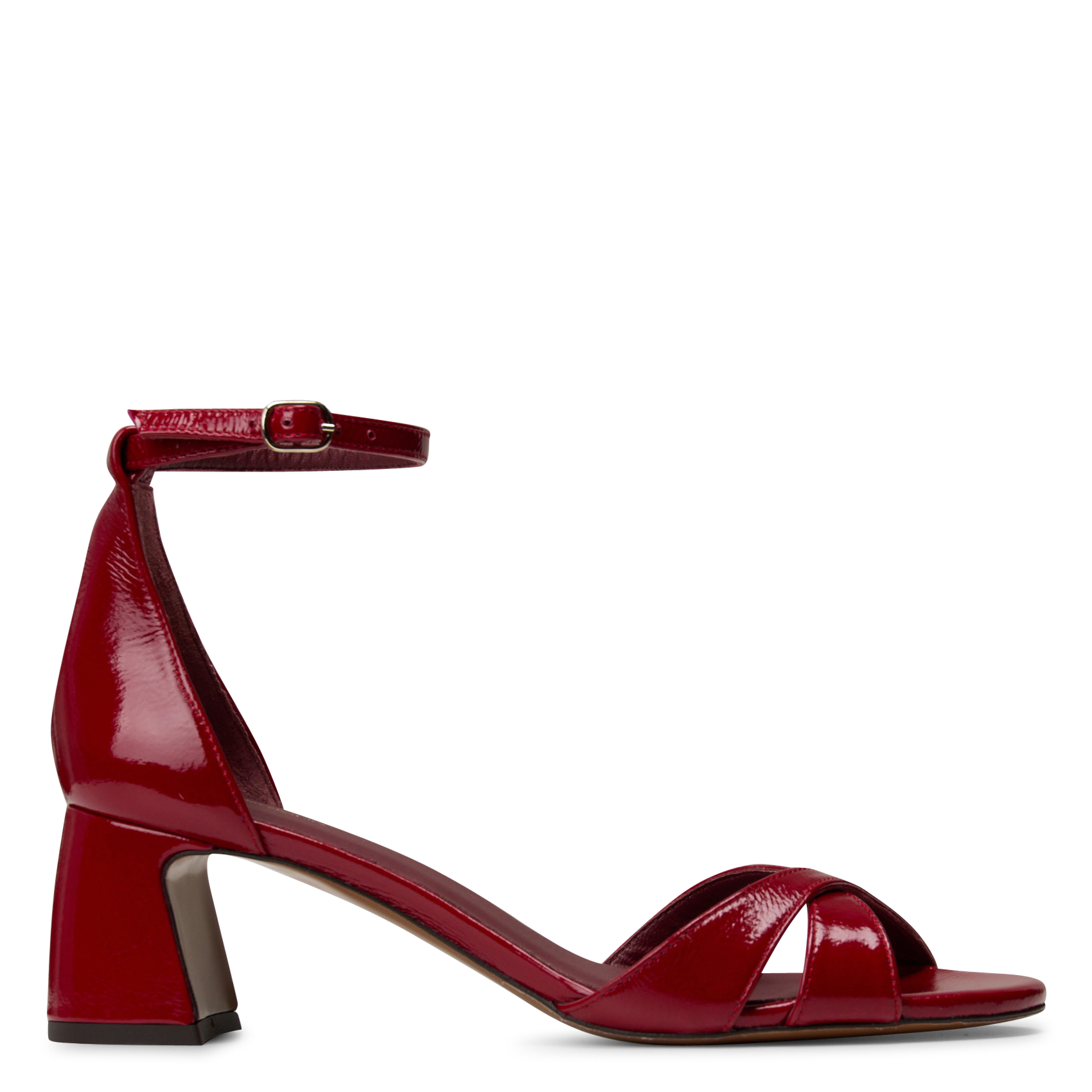 Sandales à talons en cuir vernis n°595 RIVECOUR Rouge