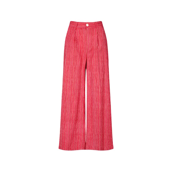 Pantalon droit à rayures en coton Pantalon droit à rayures en coton