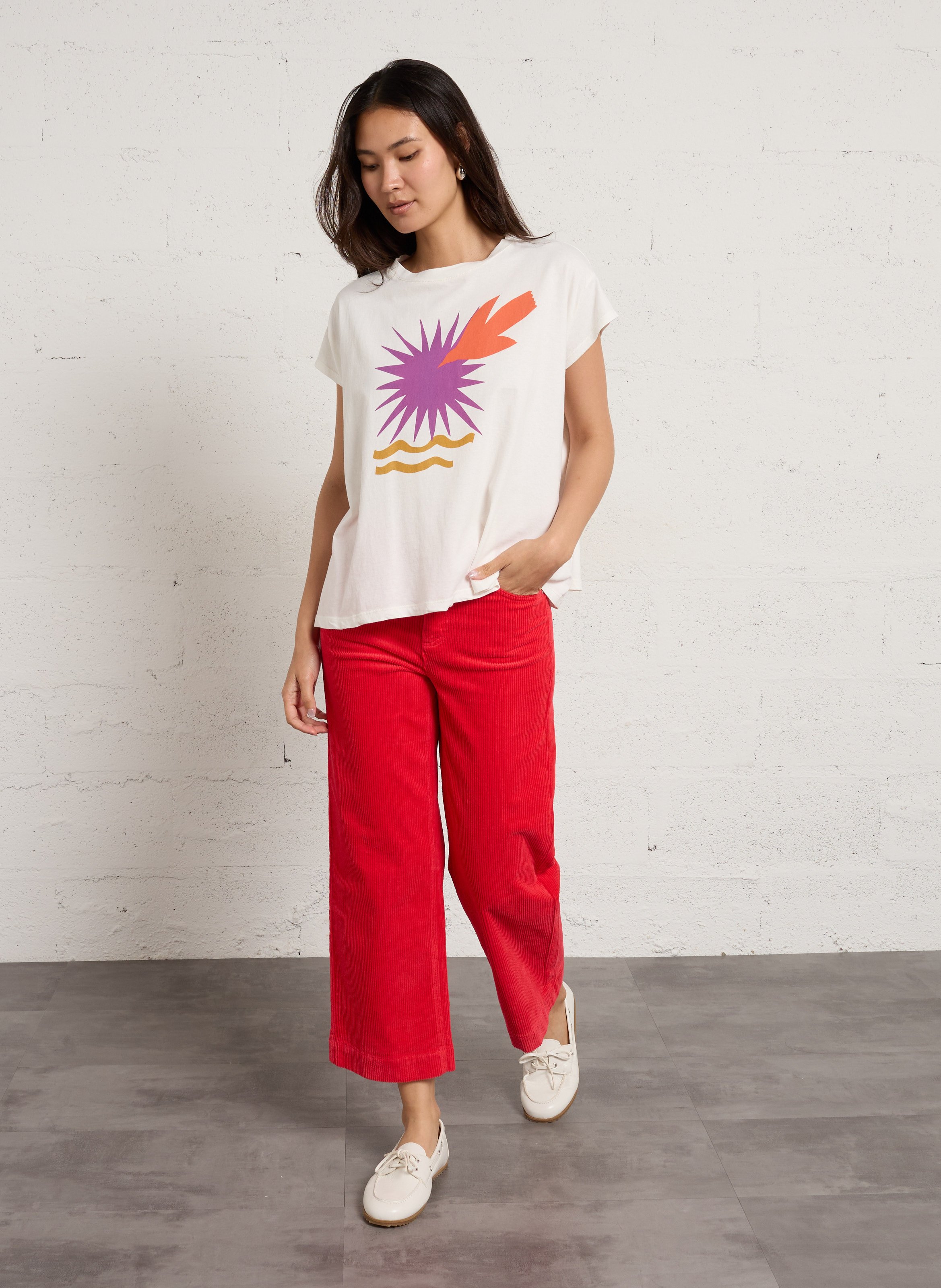 Pantalon droit en coton mélangé tristan MAISON 123 Rouge