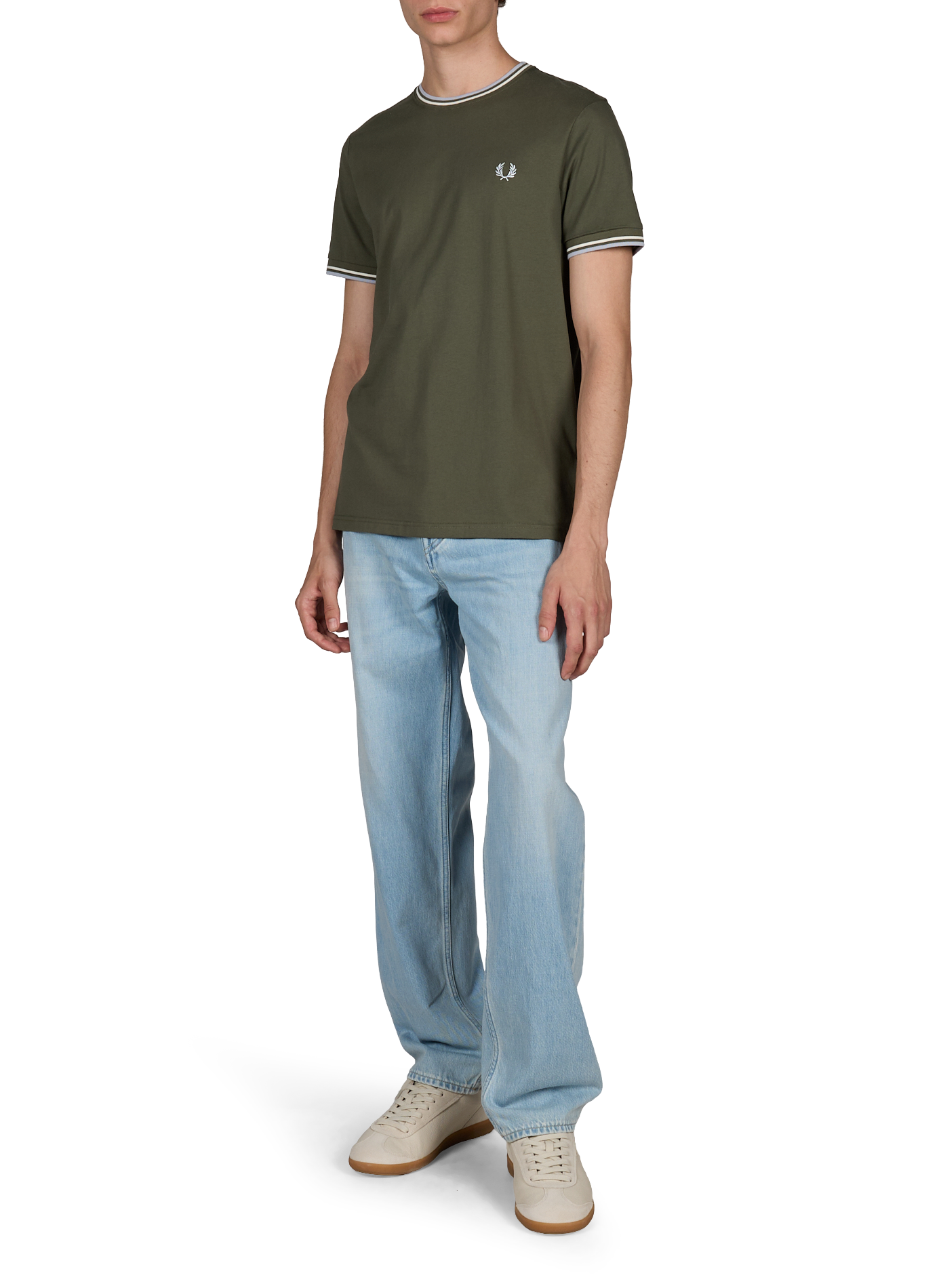 Plain round neck cotton T-shirt FRED PERRY Green
