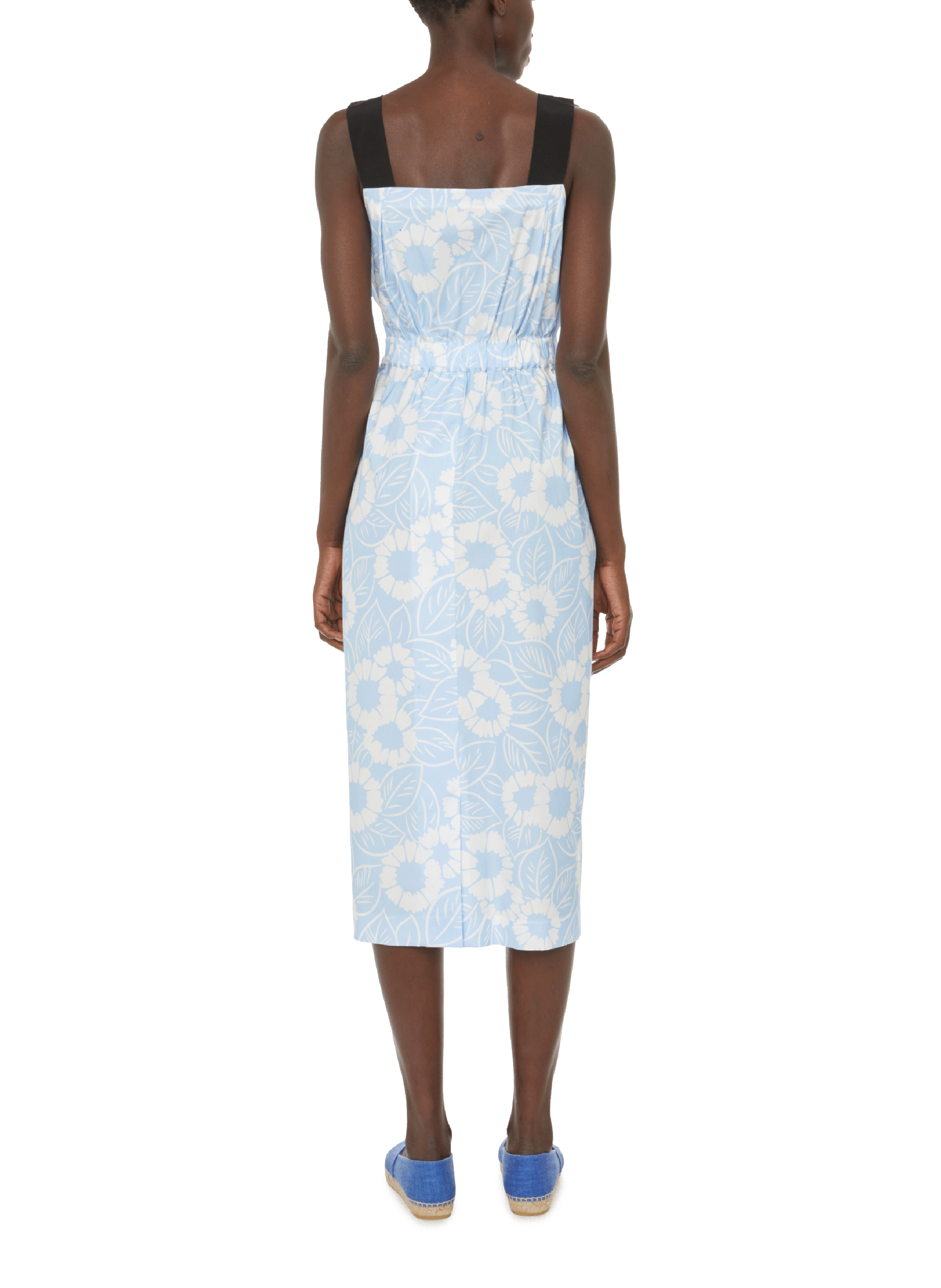 Robe imprimé fleurs en coton mélangé PRADA Bleu