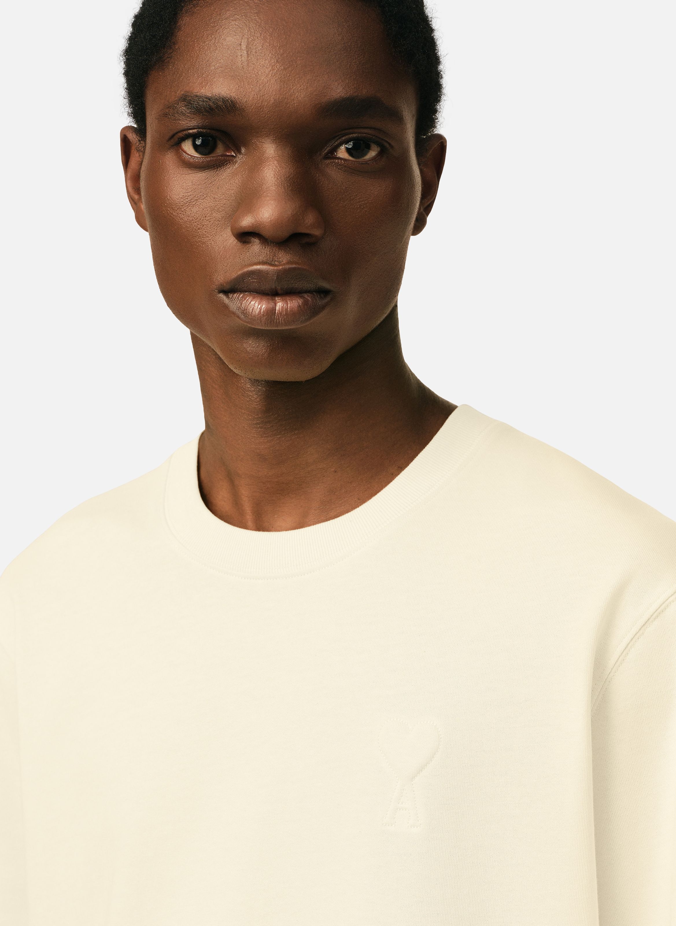 T-shirt unisexe en coton ami de coeur embossé AMI PARIS Blanc