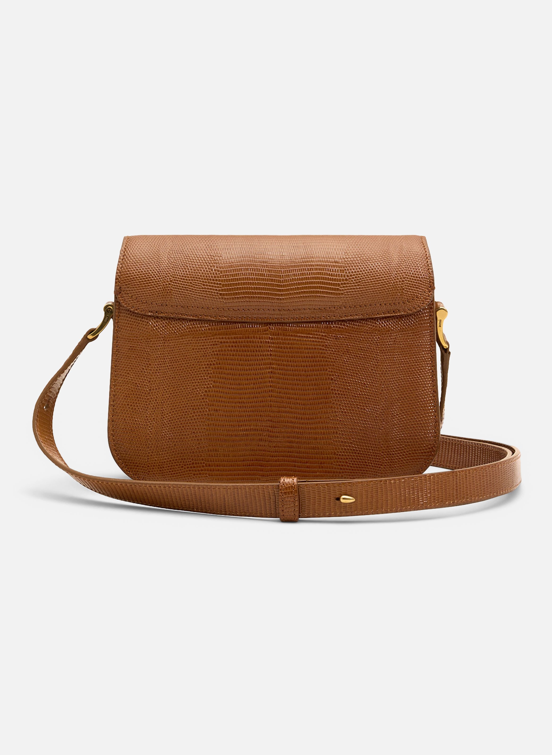 Sac paris paris unisexe en cuir de vachette embossé lézard AMI PARIS Marron