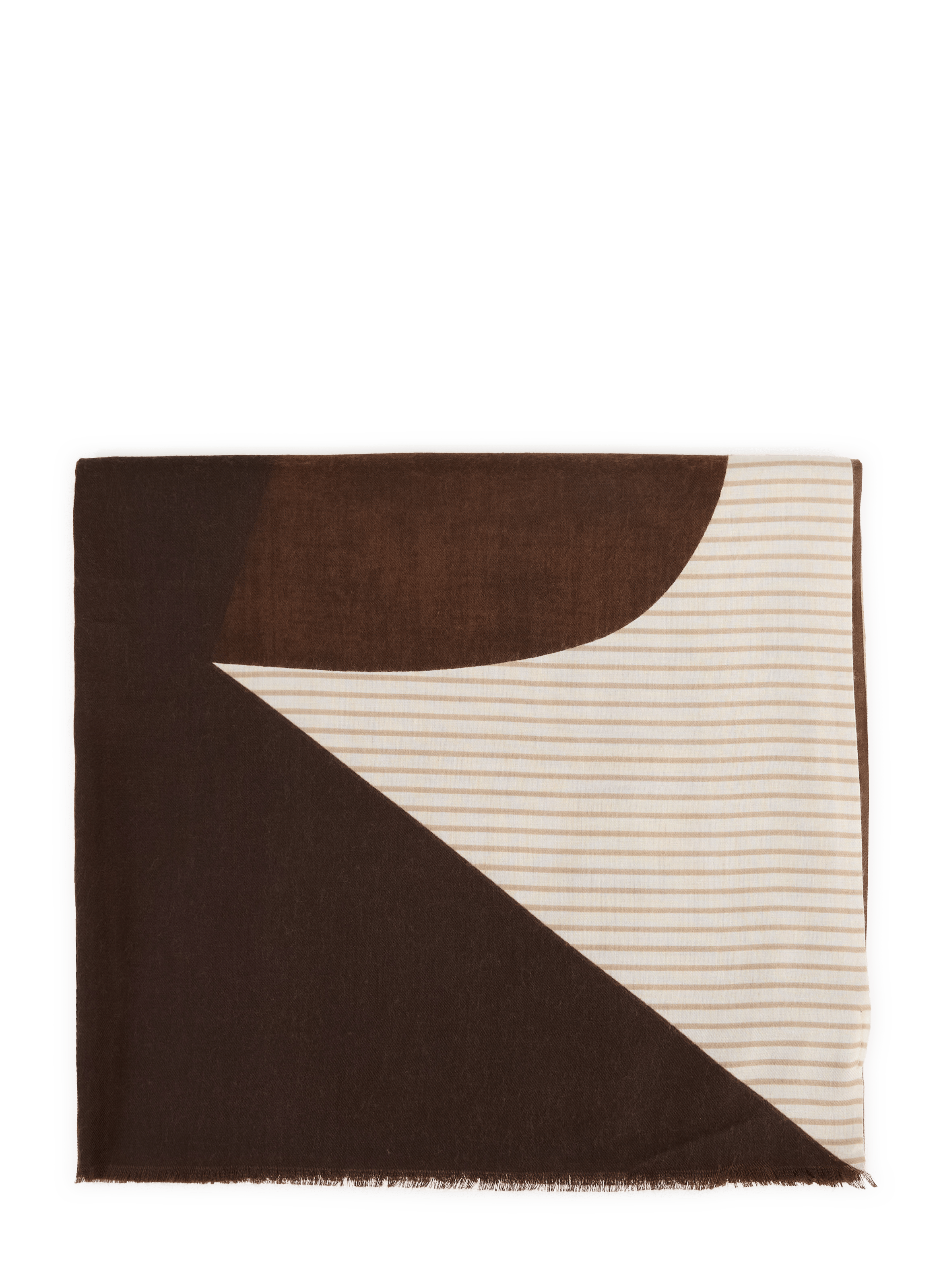 Scarf with pattern and fringes AU PRINTEMPS PARIS Brown