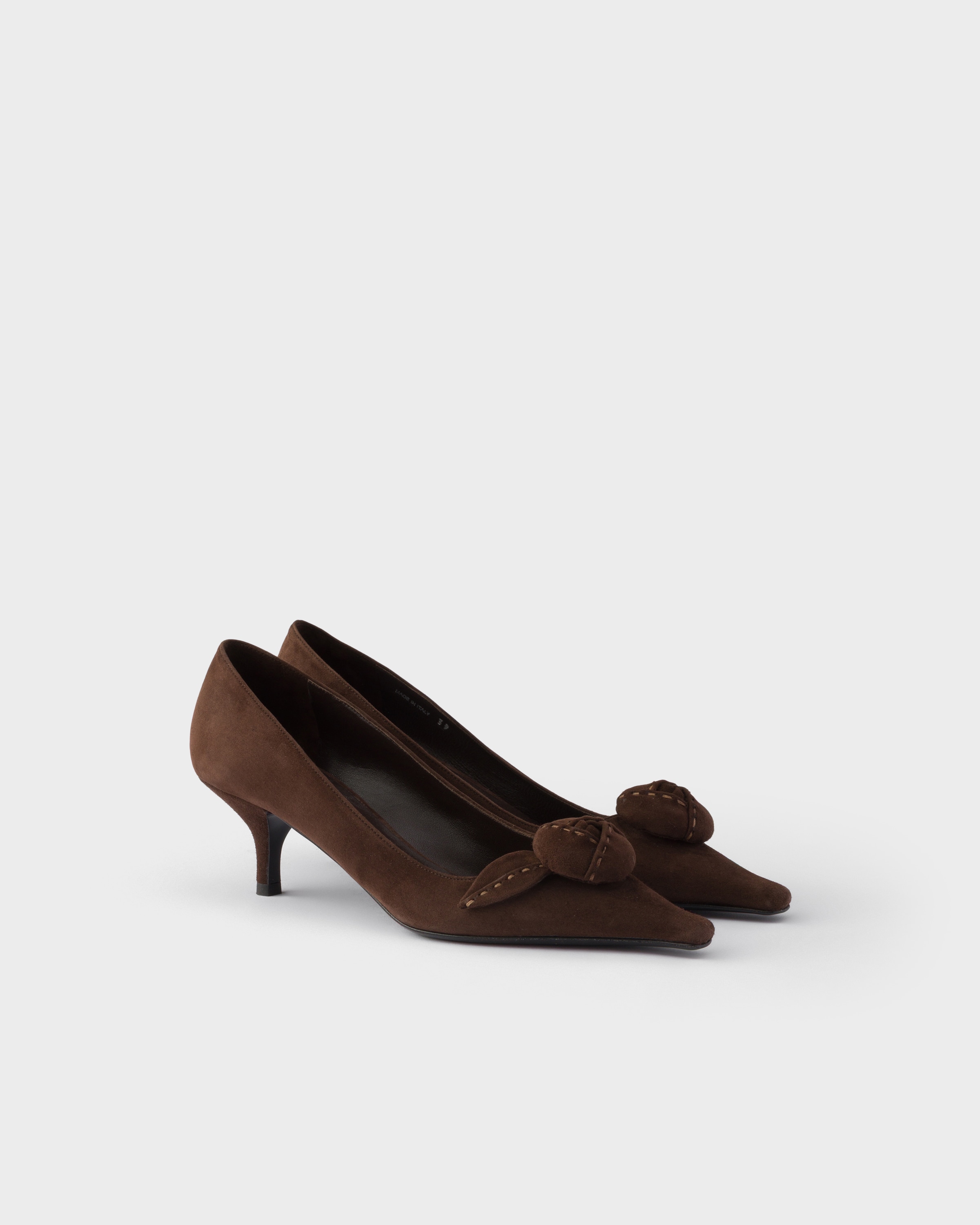 Escarpins en veau velours PRADA Marron