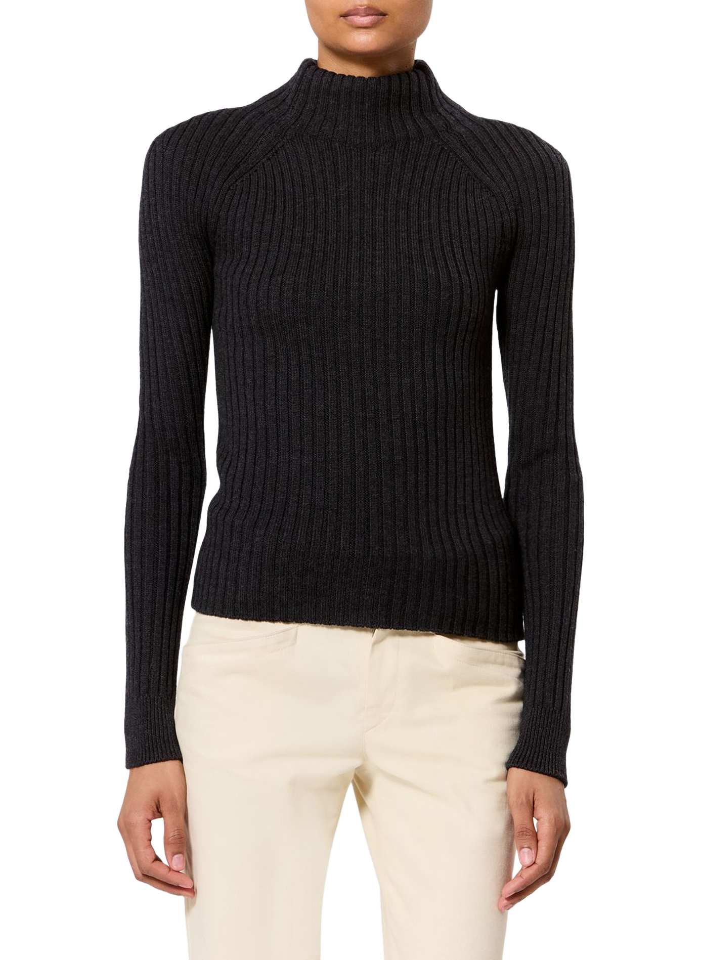 Pullover aus gerippter Merinowolle ISABEL MARANT Grau