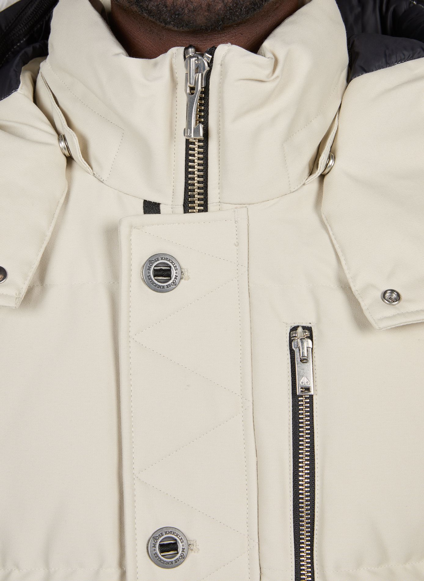 Solid straight parka with hood | Beige MOOSE KNUCKLES Men