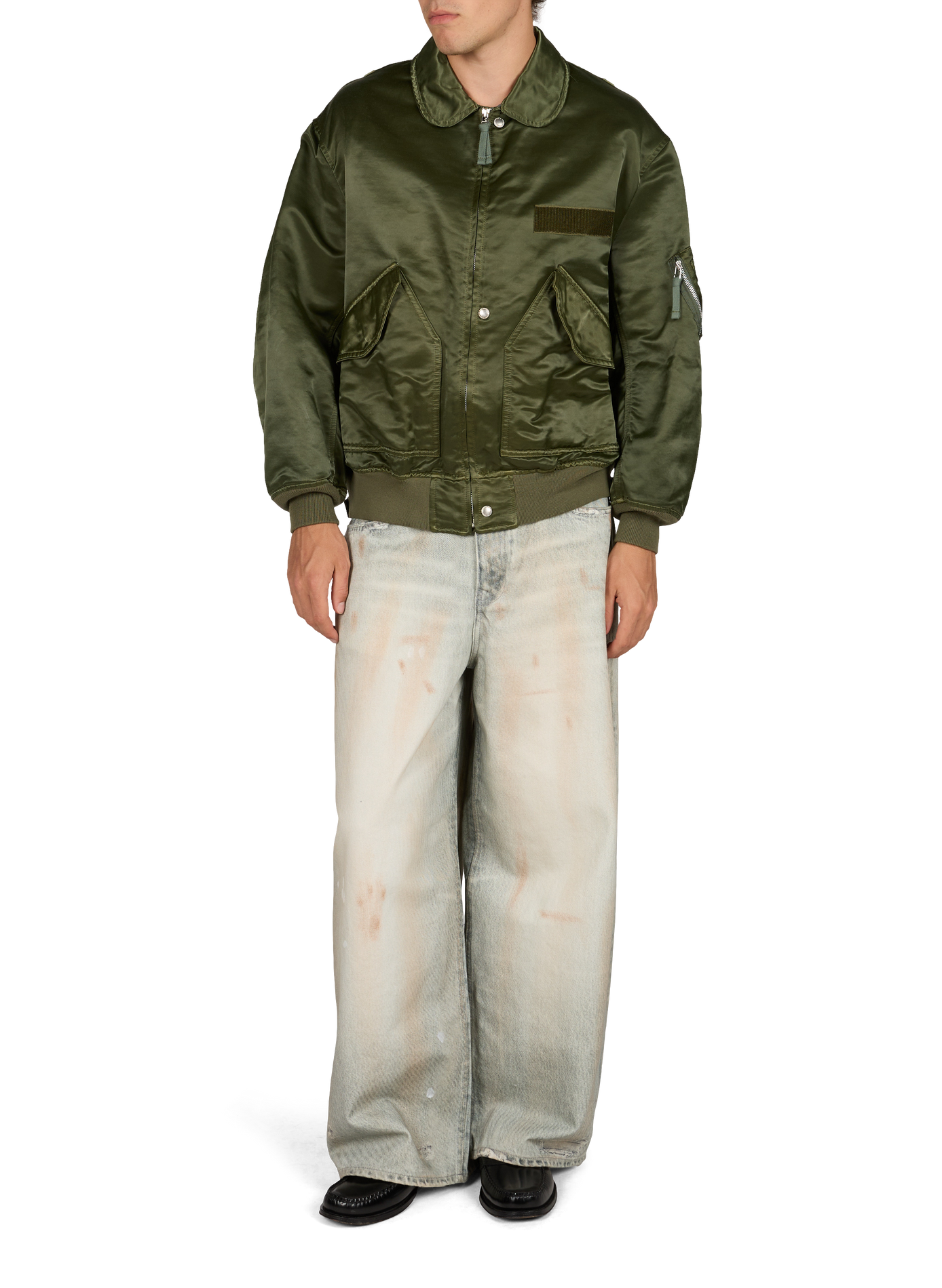 Straight jacket with classic collar in blended cotton COMME DES GARCONS HOMME Khaki