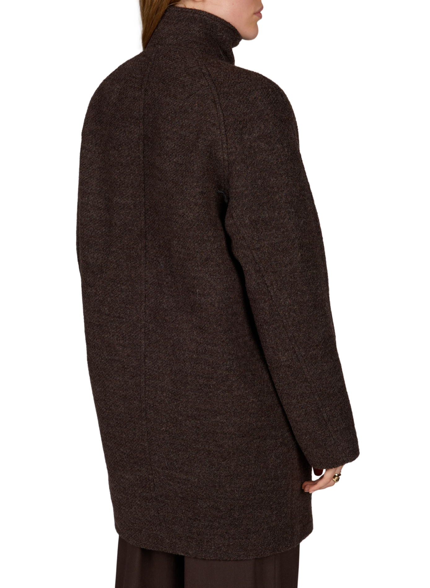 Straight jacket with high collar in blended wool SAMSOE SAMSOE Brown