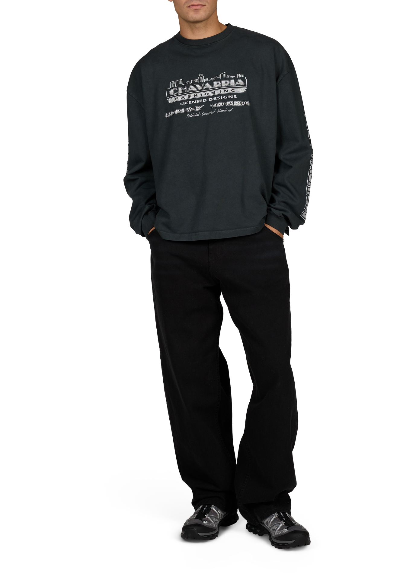 Loose-fit long-sleeved cotton T-shirt WILLY CHAVARRIA Grey