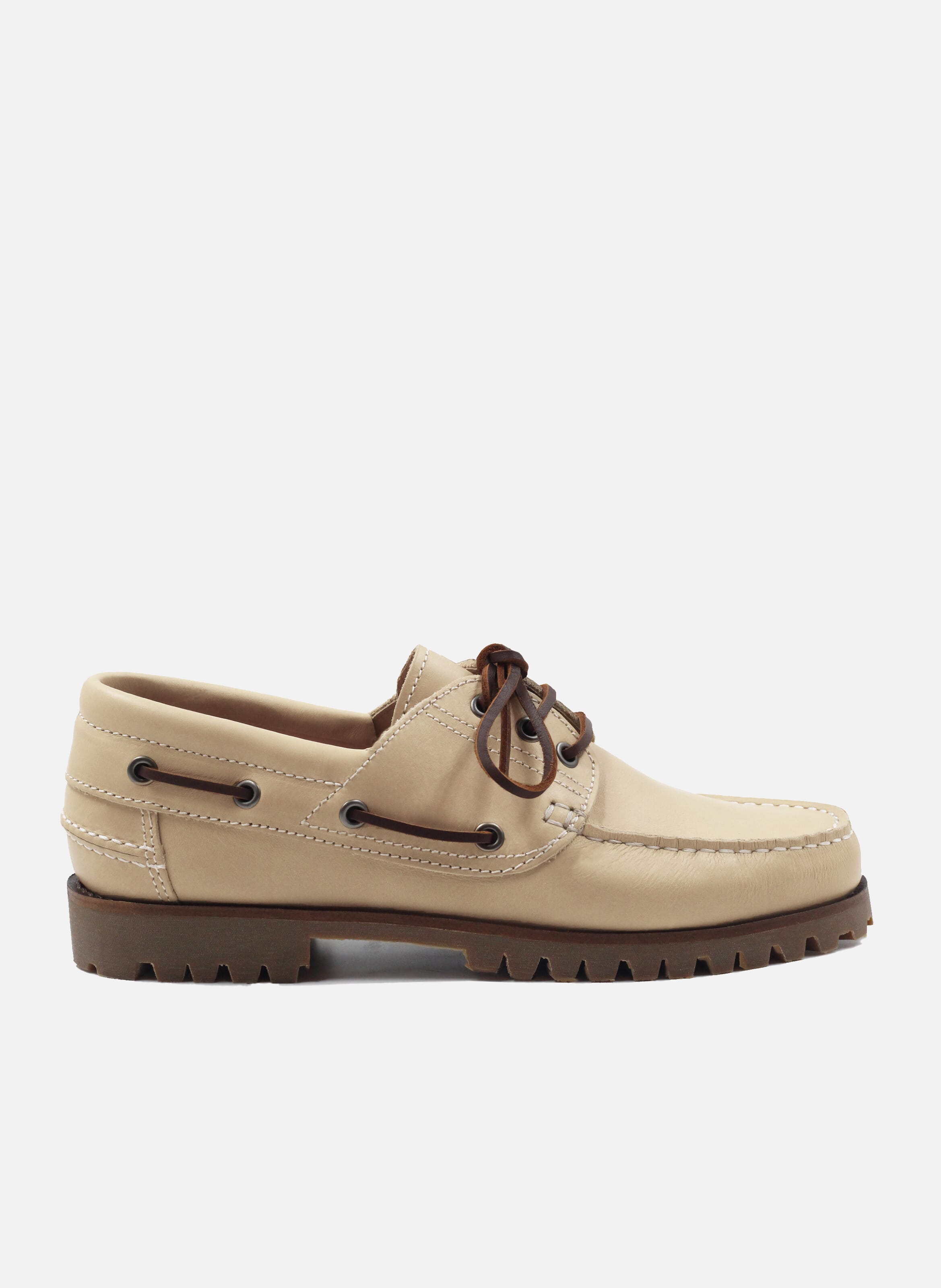 Chaussures bateau crampons en cuir Beige