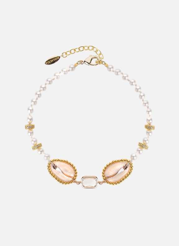 Bracelet de cheville ajustable avec perles et coquillages izmir Blanc by HIPANEMA HIPANEMA Bracelet de cheville ajustable avec perles et coquillages izmir Blanc