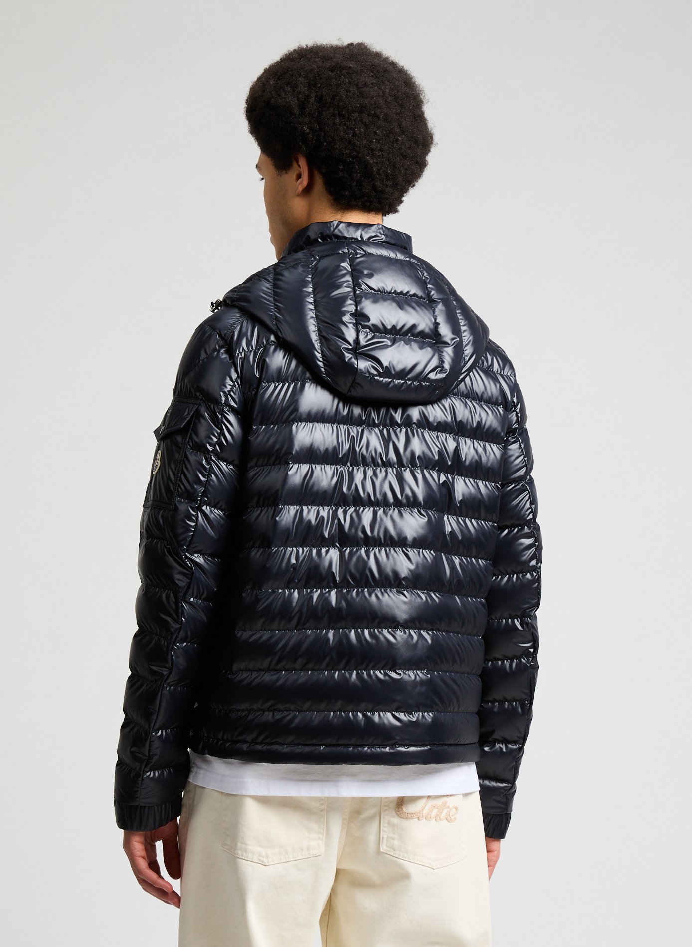Short quilted hooded puffer jacket MONCLER Blue