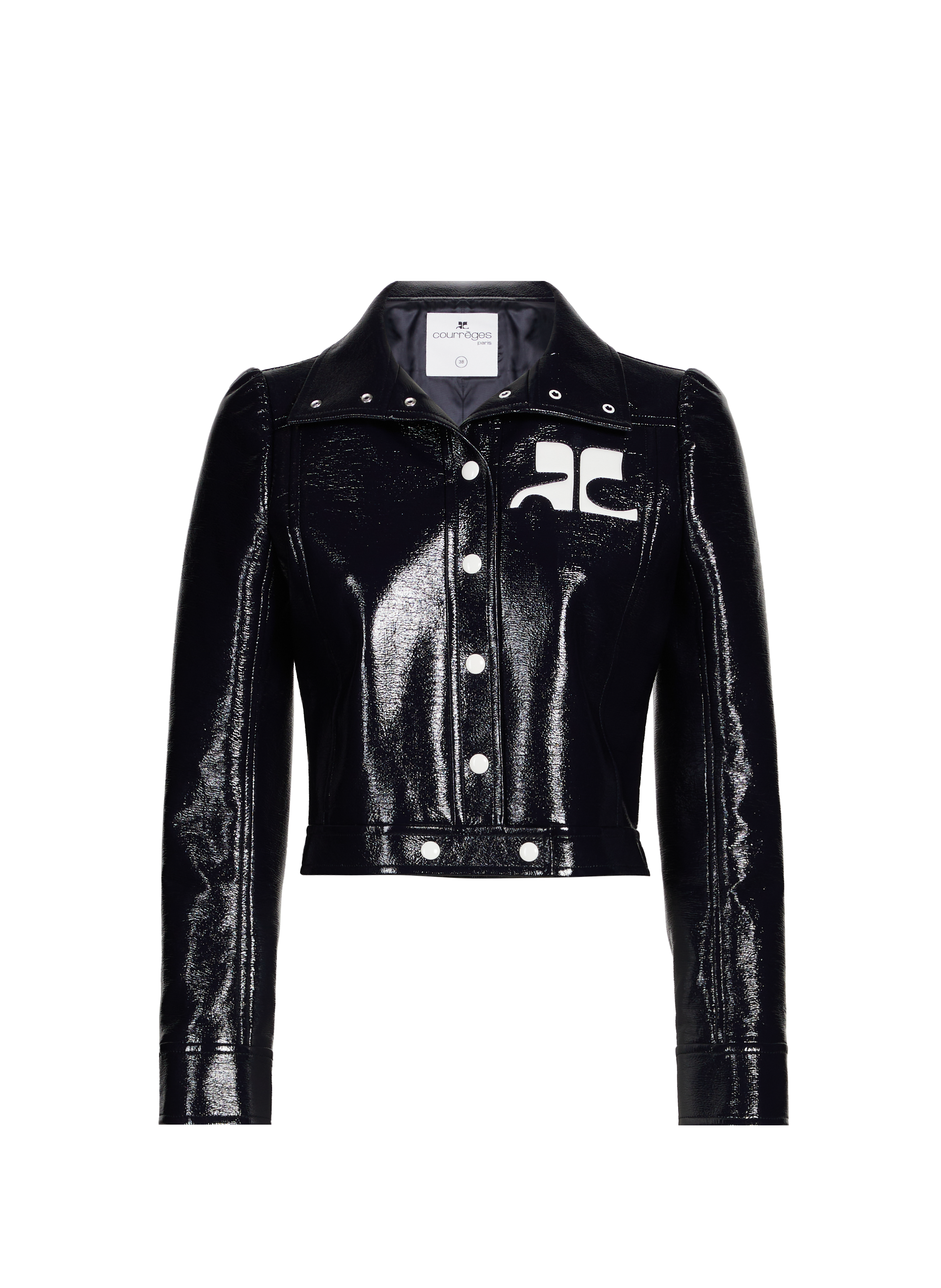 Blouson Réédition vinyle en coton mélangé COURRÈGES Bleu