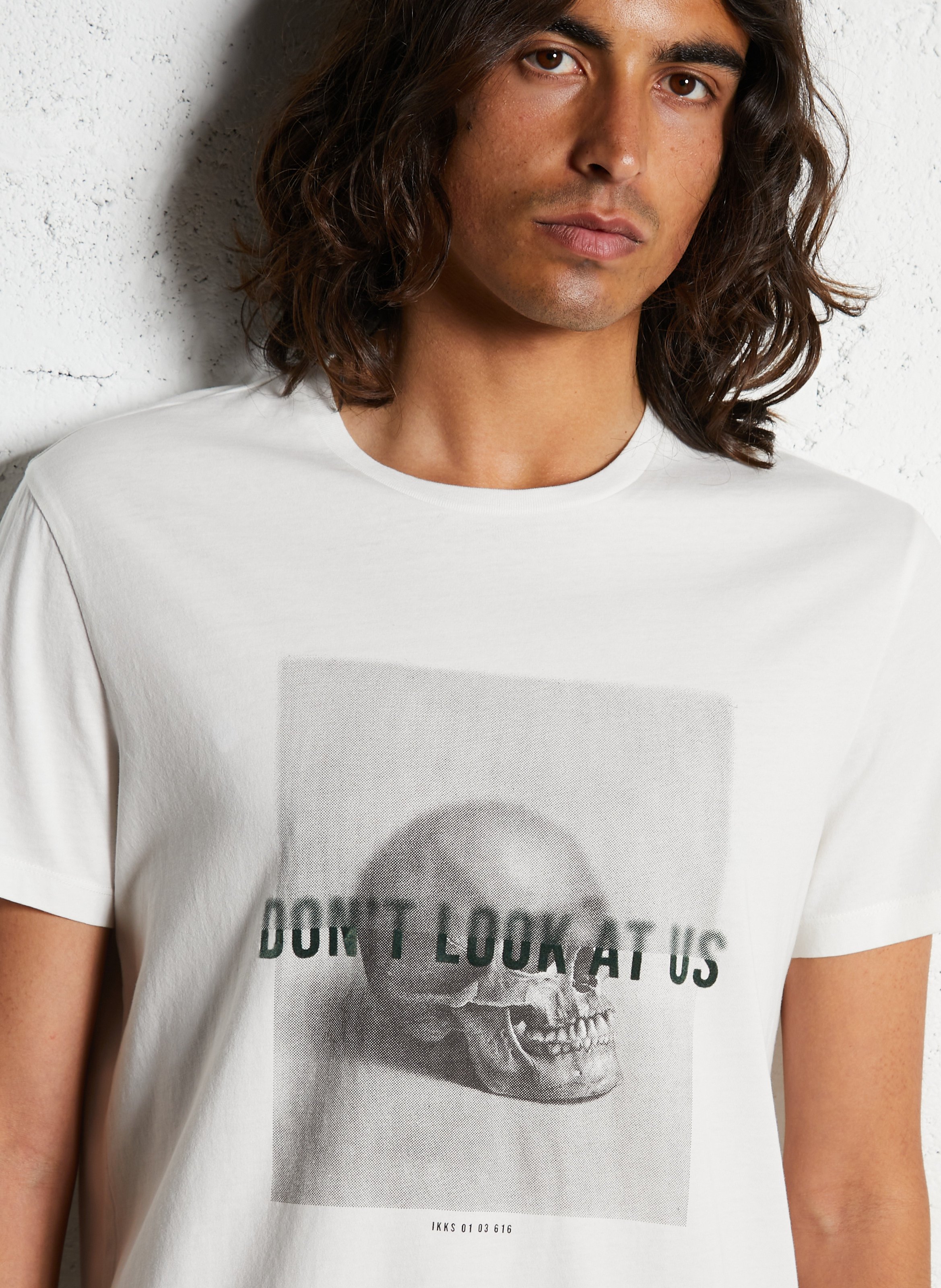 Tee-shirt droit en coton imprimé IKKS Blanc