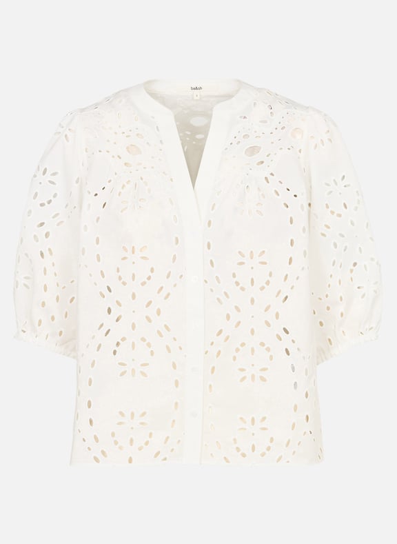 Chemise droite en coton brodé beatrice Blanc by BA&SH BA&SH Chemise droite en coton brodé beatrice Blanc
