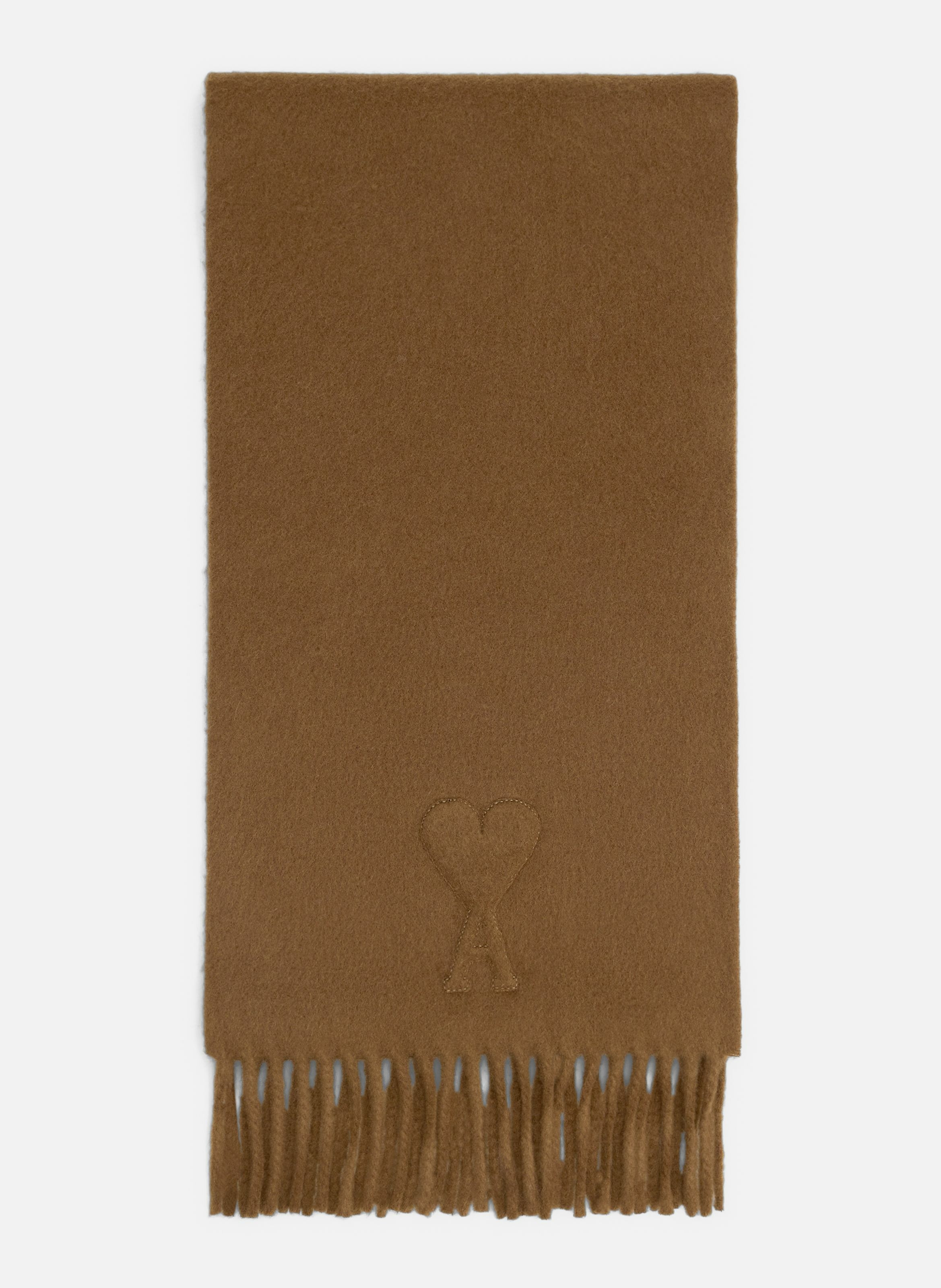 AMI PARIS Echarpe ami de coeur en laine unisexe Marron