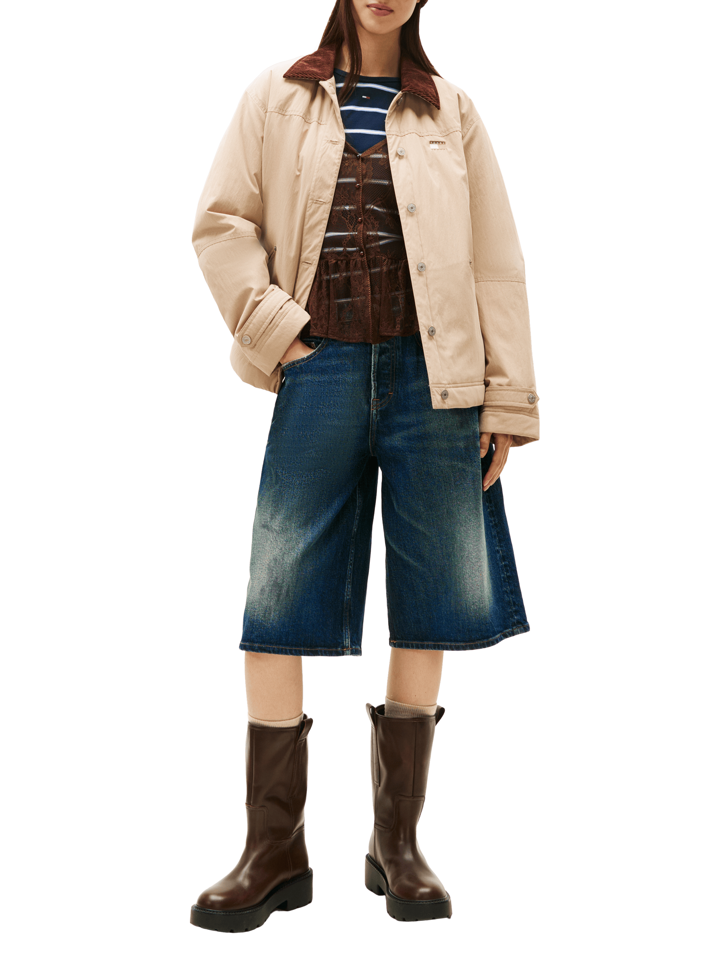 Veste à col en velours TOMMY HILFIGER Beige