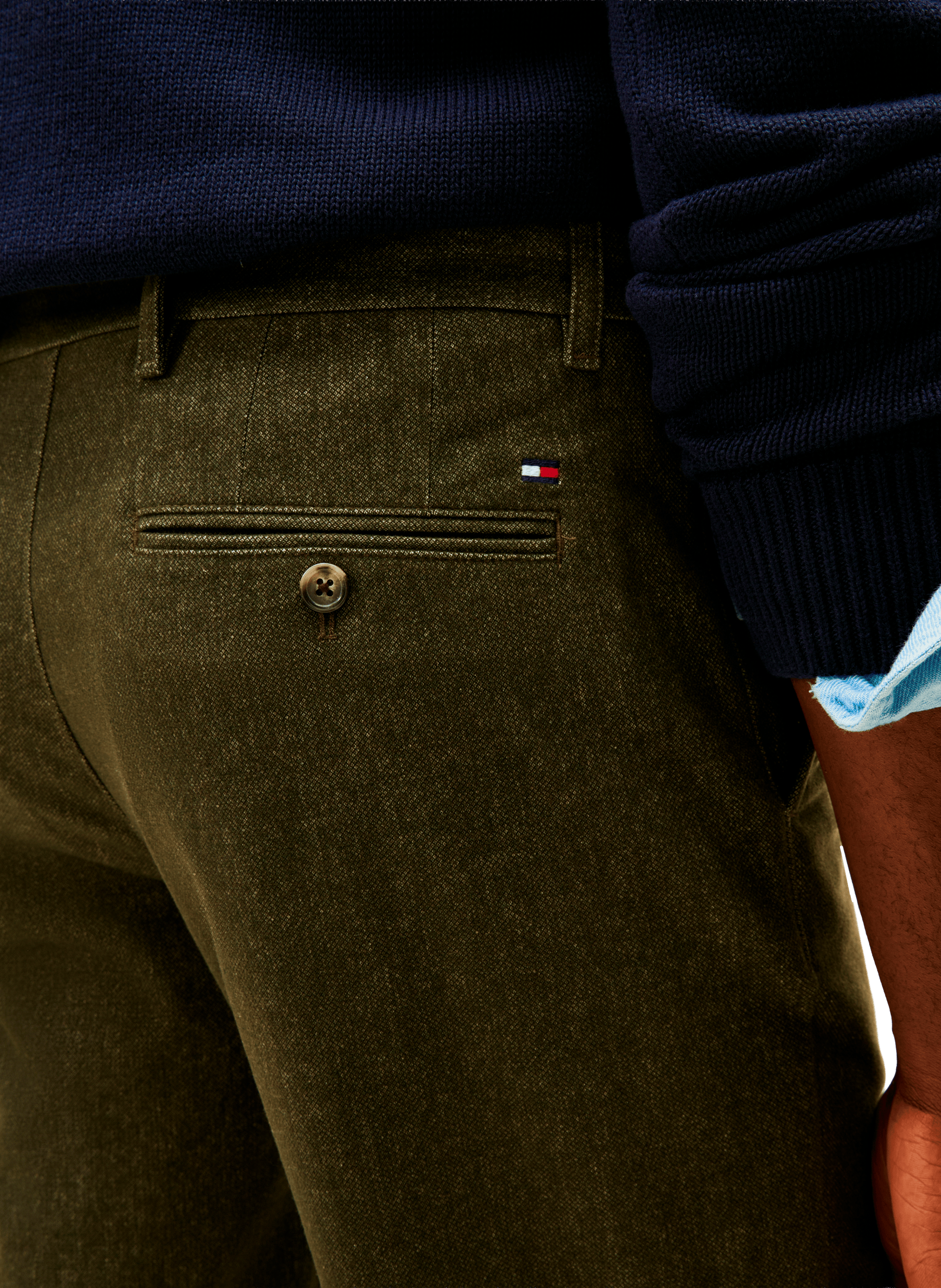 Cotton blend straight trousers TOMMY HILFIGER Khaki