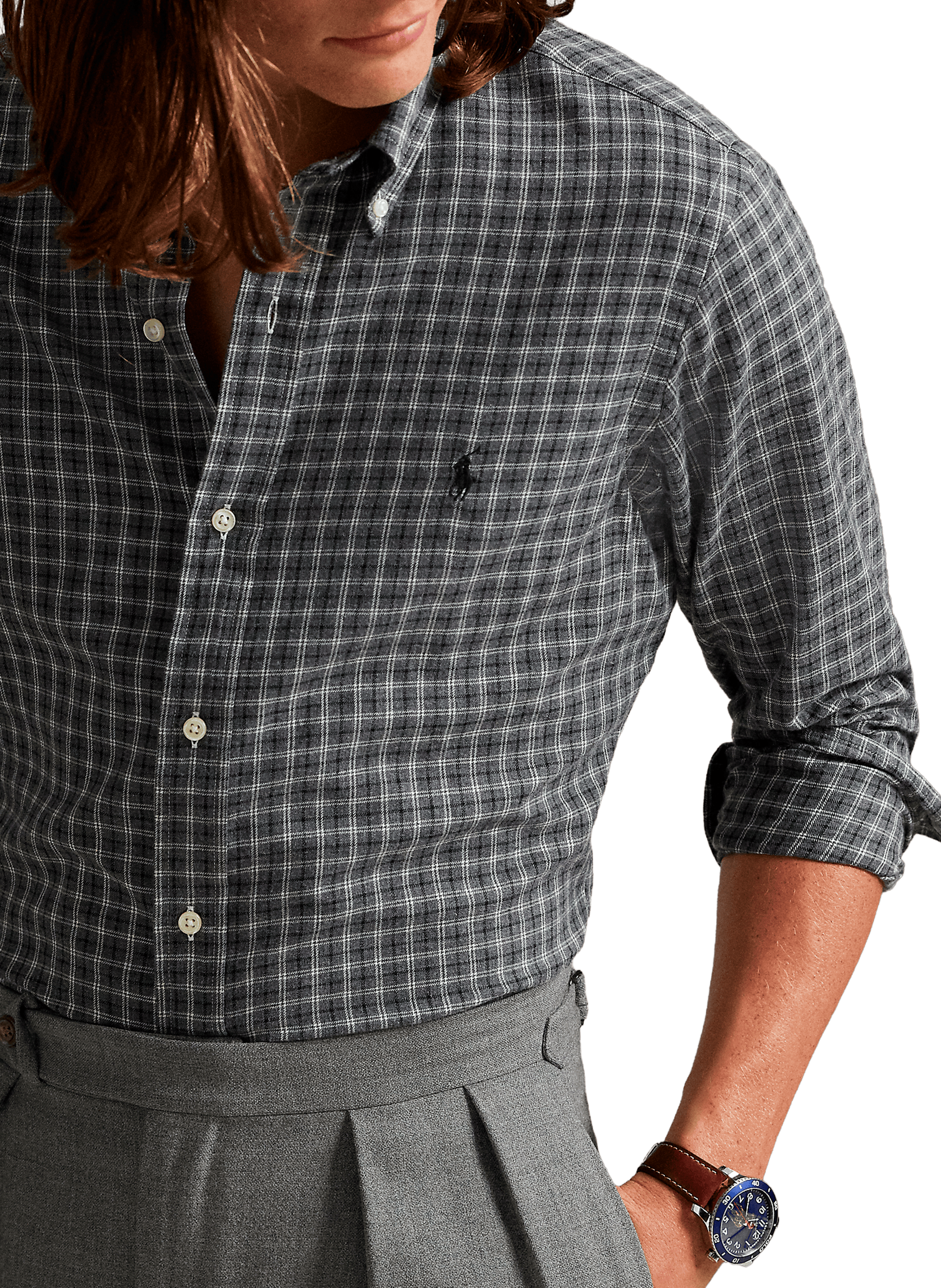 American collar cotton shirt POLO RALPH LAUREN Grey