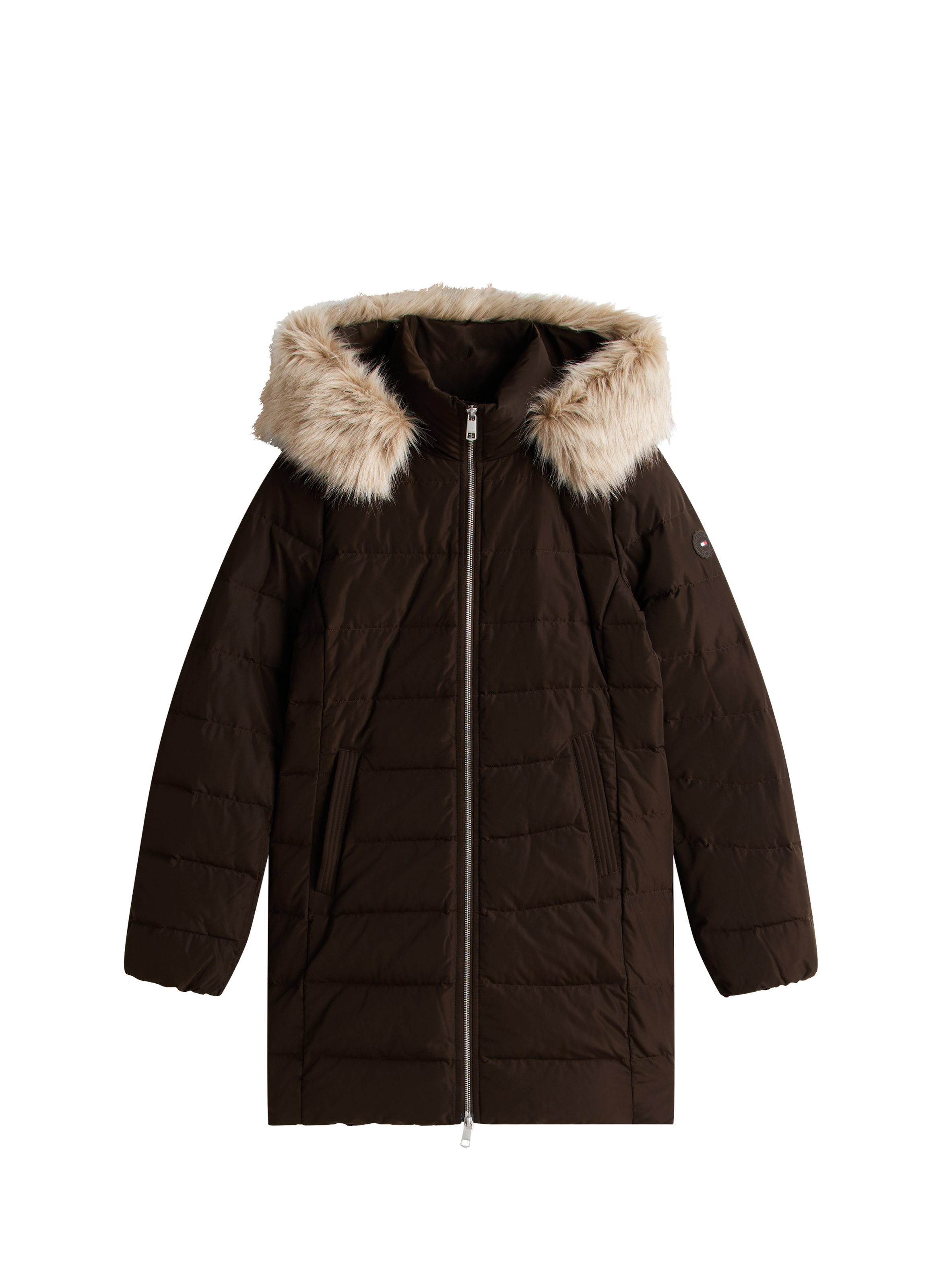Hooded puffer jacket in faux fur TOMMY HILFIGER Multicolour