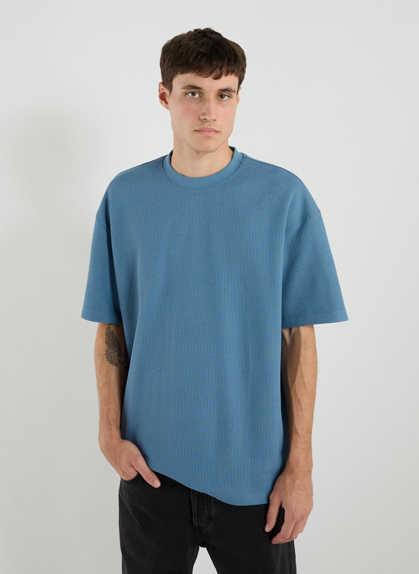 HUGO BLUE T-shirt Nuwaffle en coton mélangé Bleu
