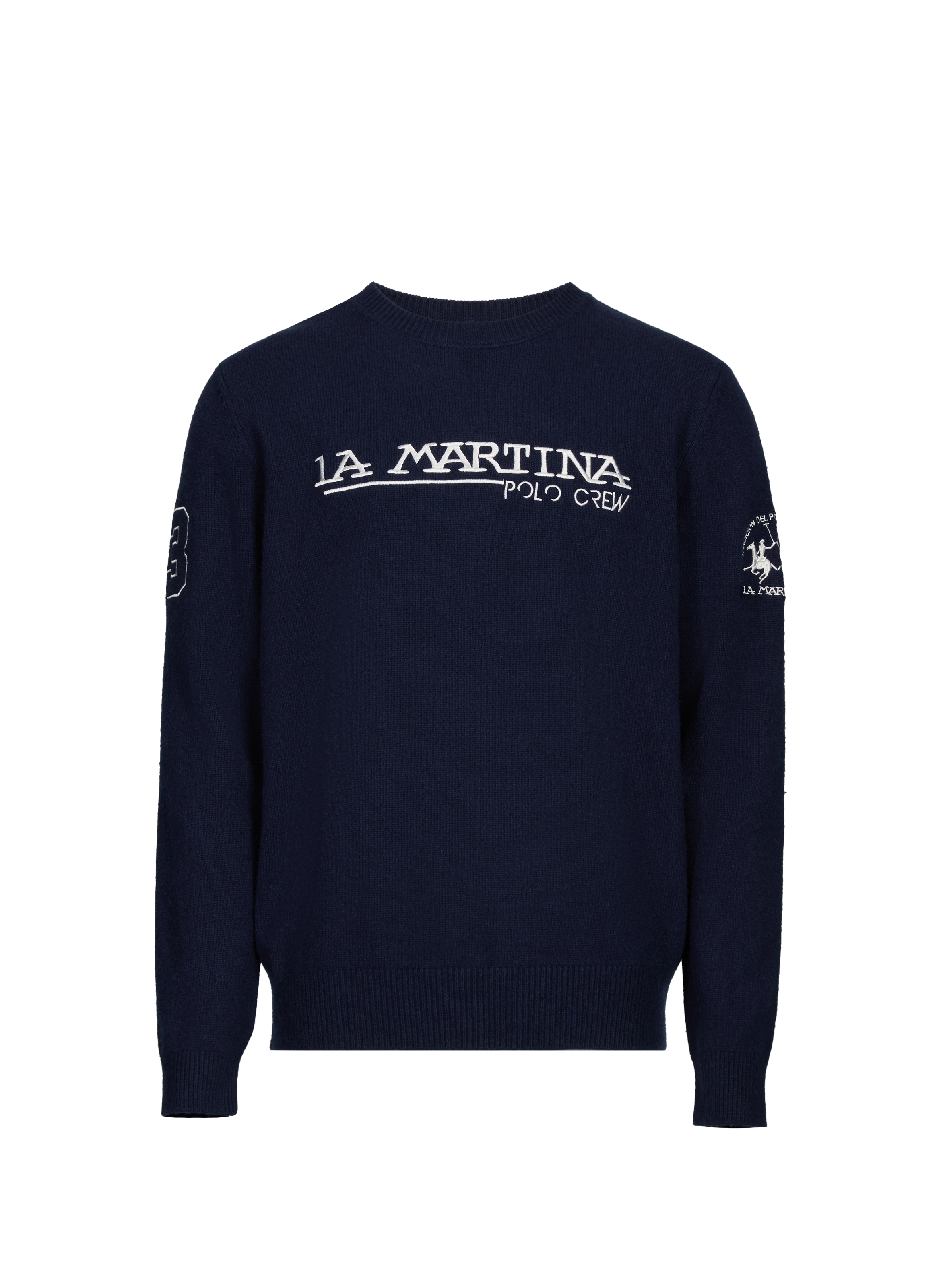 LA MARTINA Round neck sweater with logo Blue