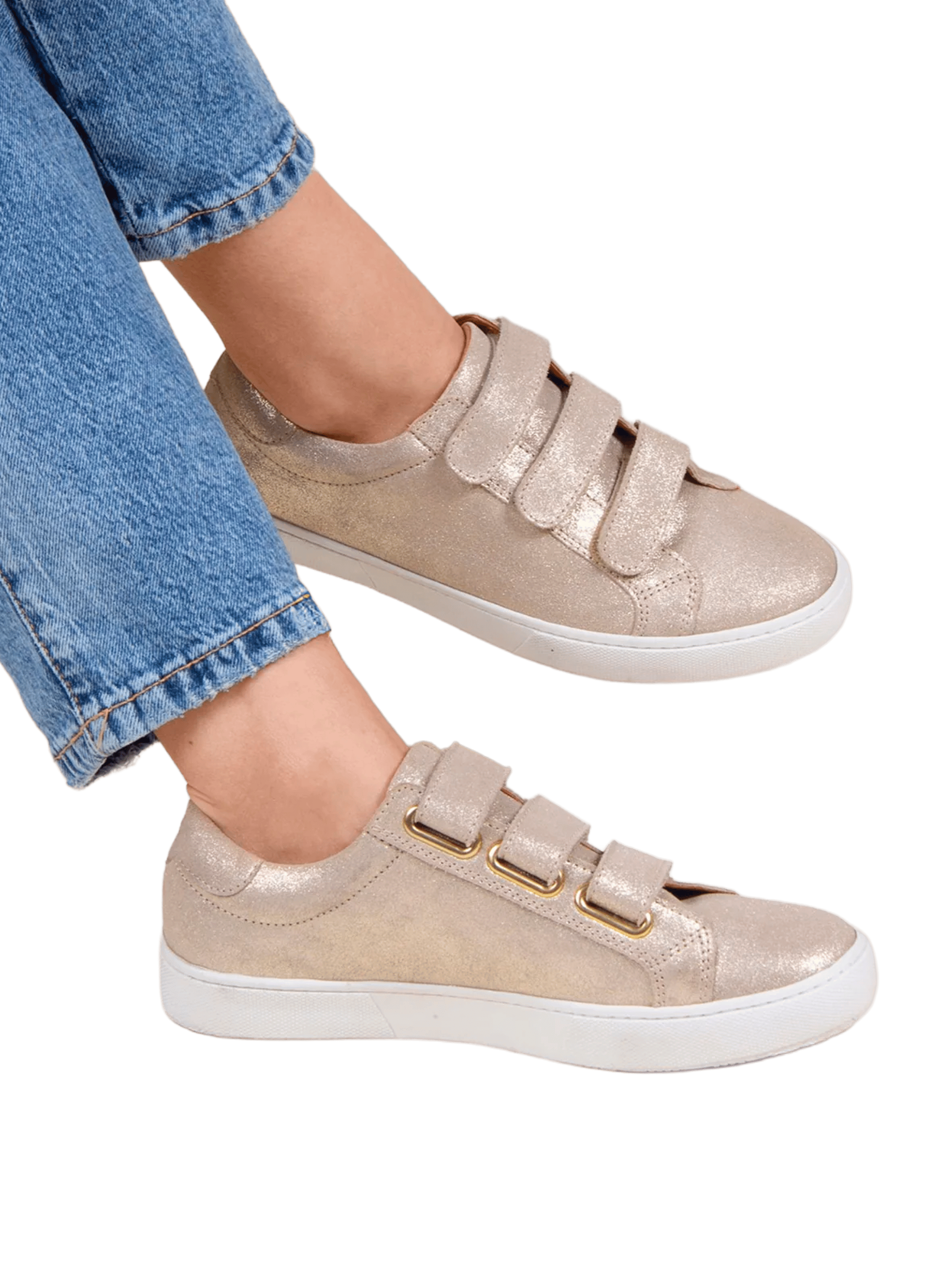 Baskets à velcro JULES & JENN Doré