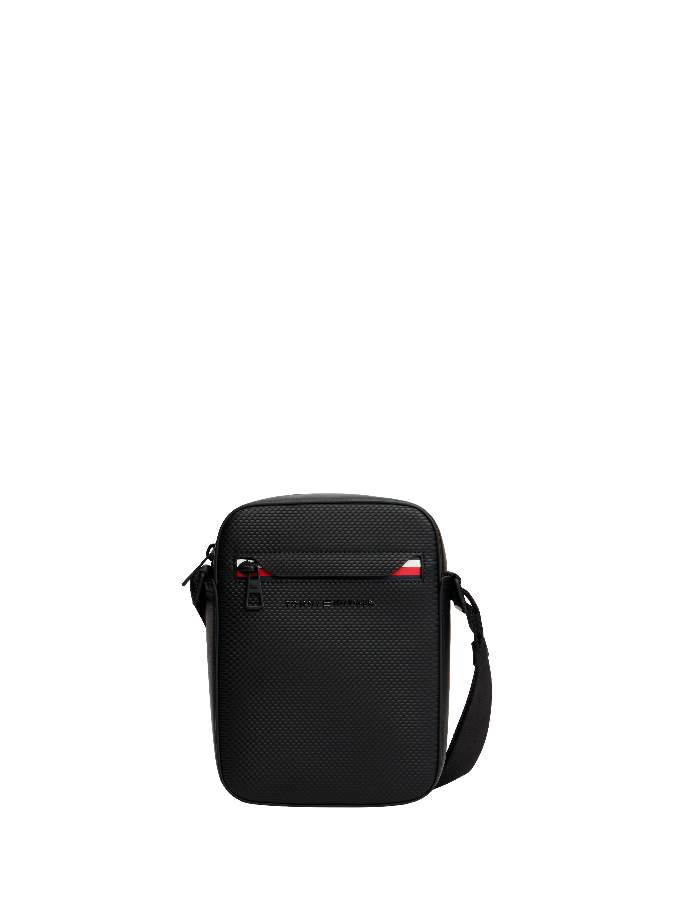 Textured reporter shoulder bag TOMMY HILFIGER Black