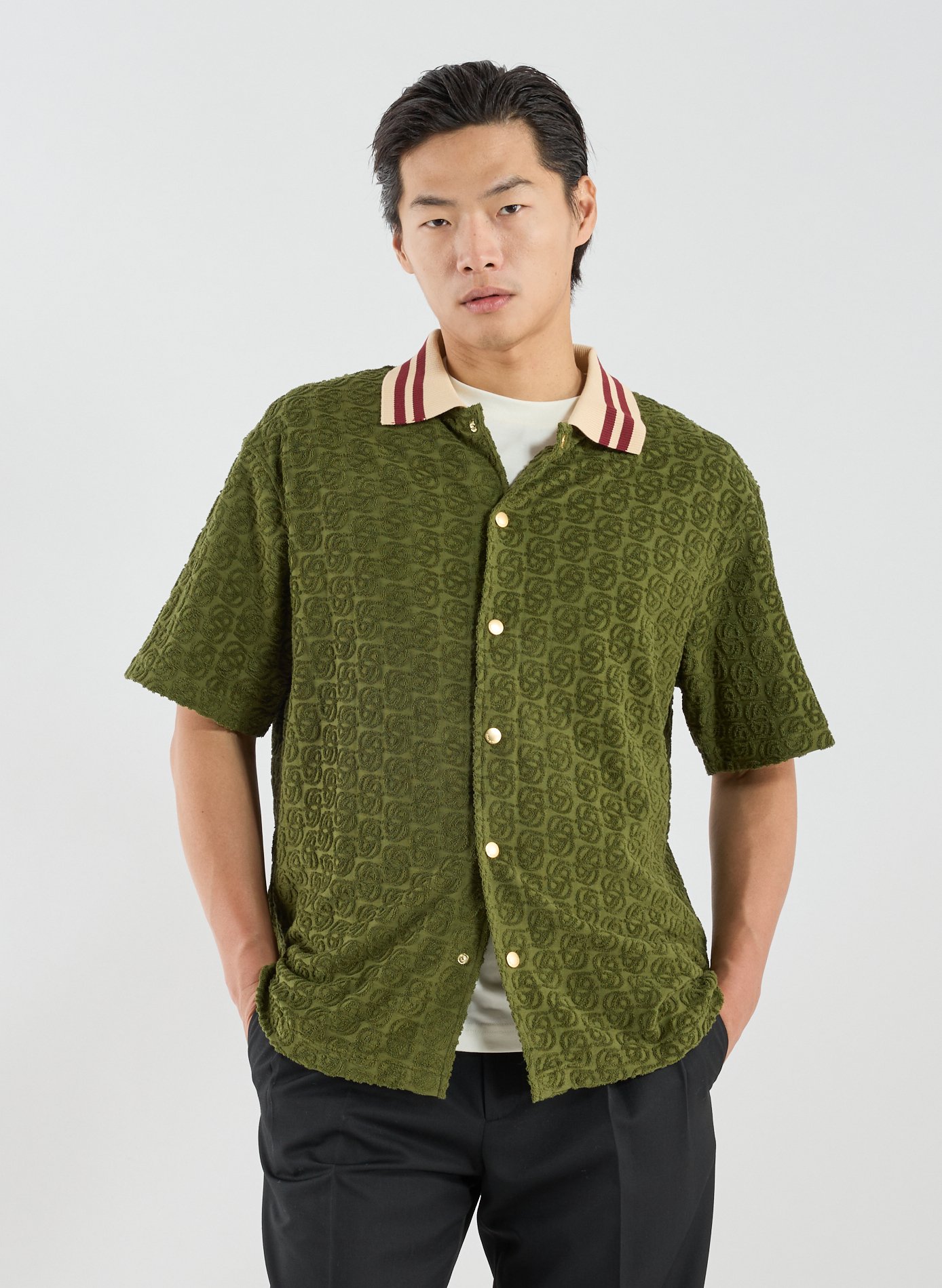 The monogram cotton shirt DROLE DE MONSIEUR Green