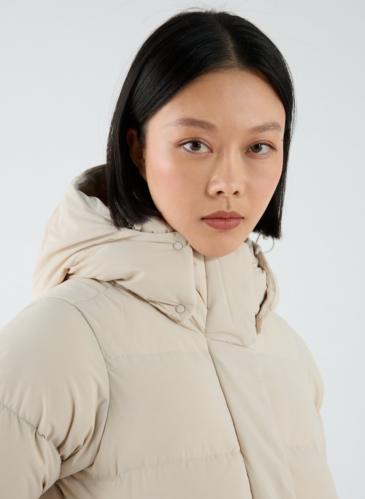 Doudoune droite à capuche COLUMBIA Beige